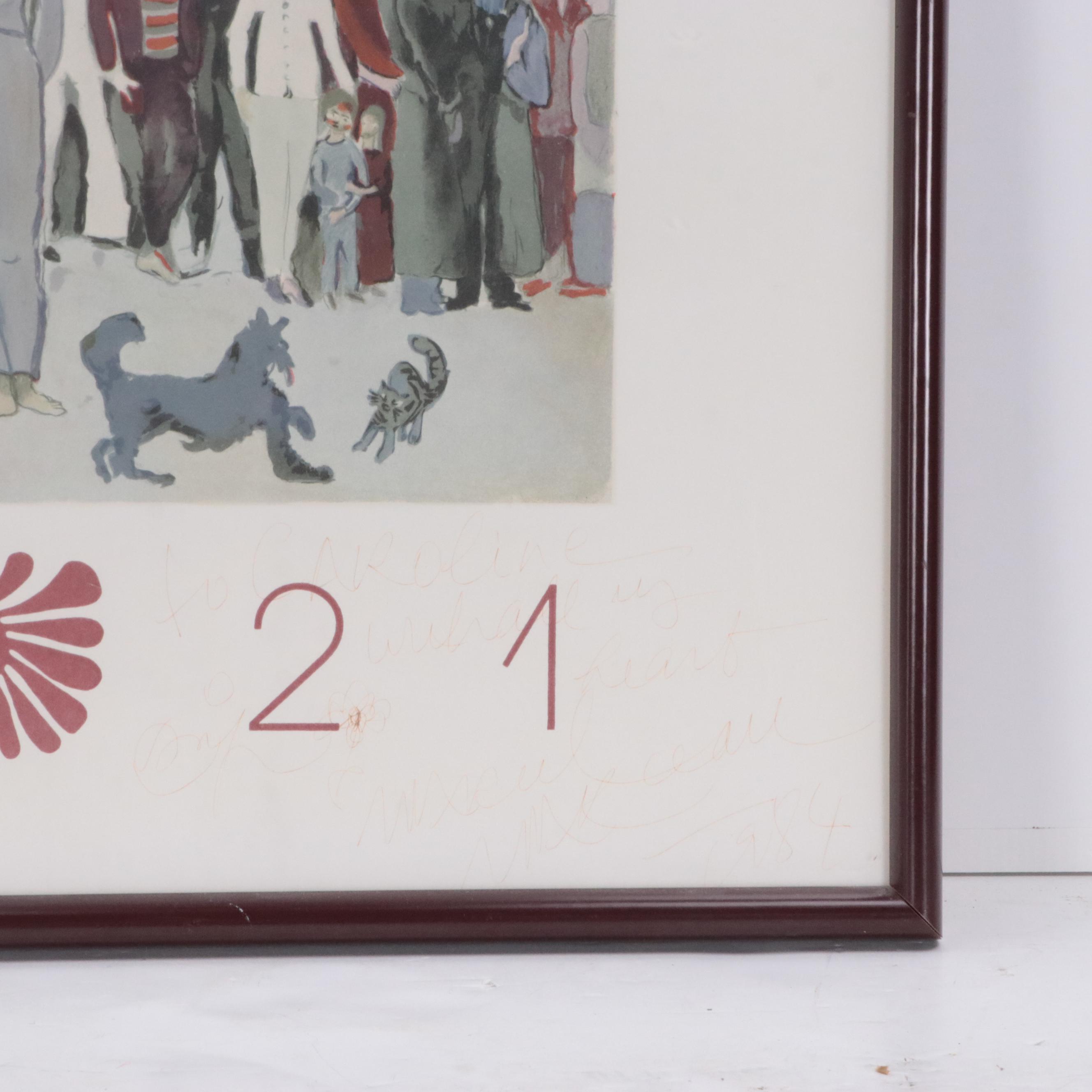 Marcel Marceau Signed Lithograph Exhibition Poster, 1984