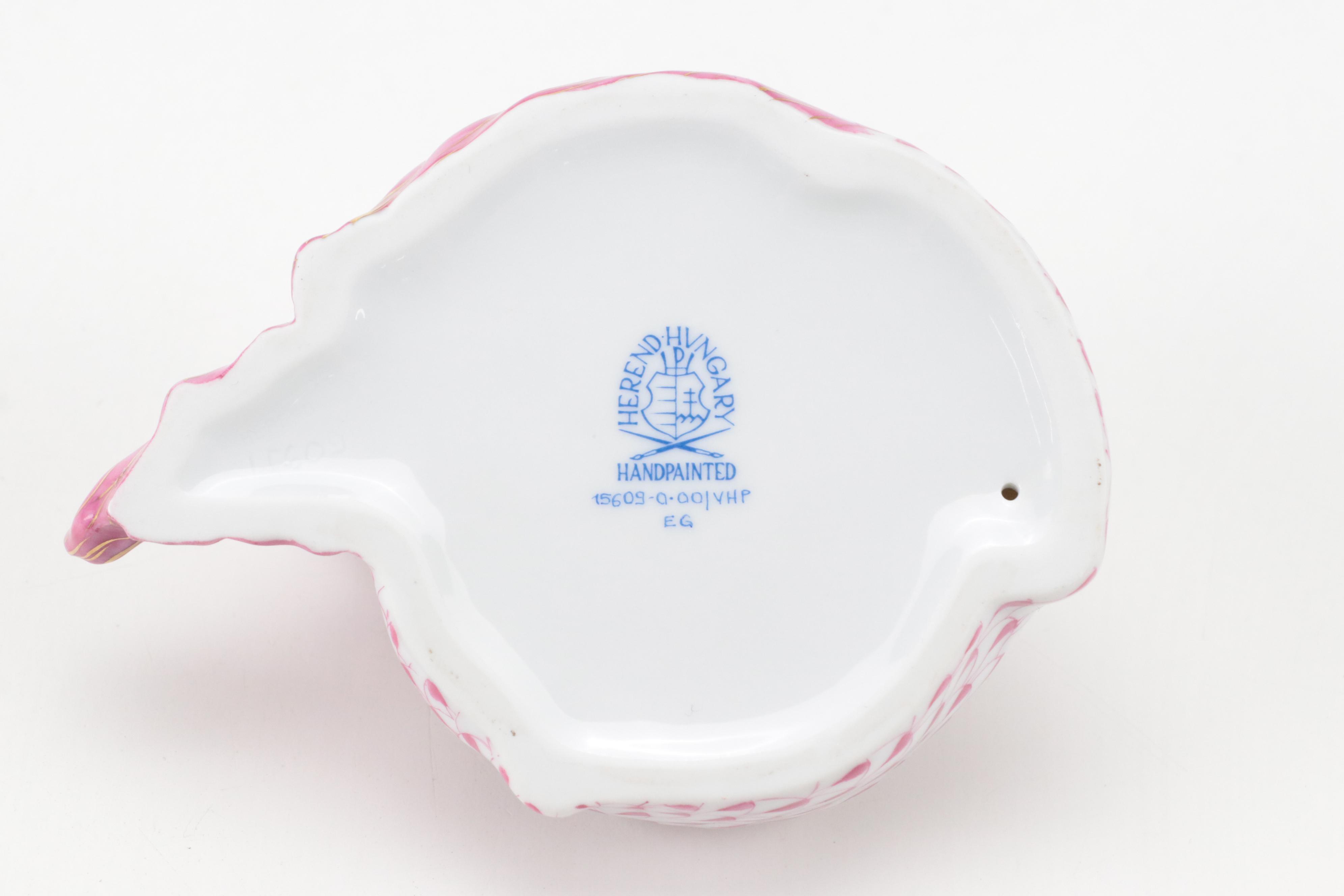 Herend Raspberry Fishnet with Gold "Sleeping Fox" Porcelain Figurine