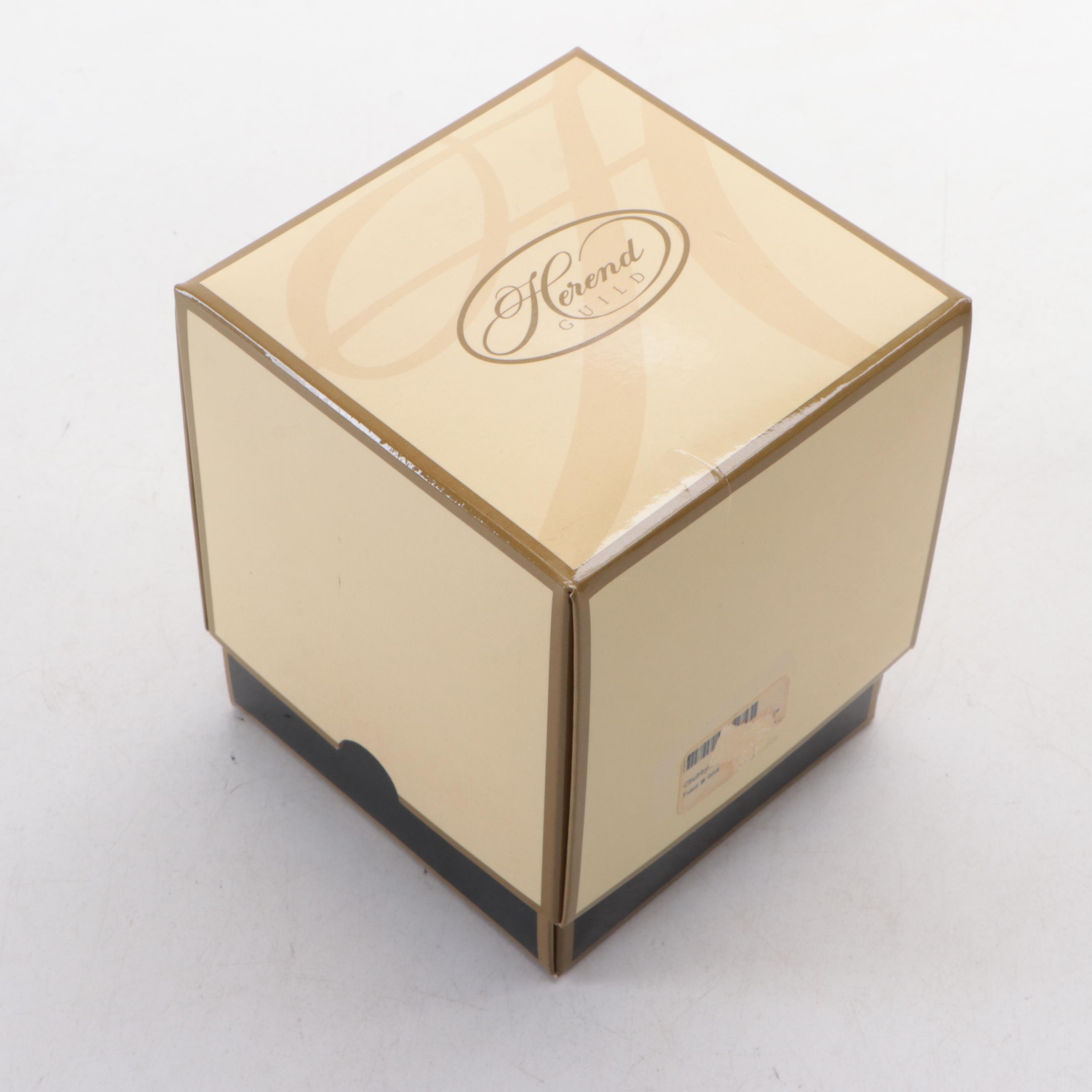 Herend Guild Gold Fishnet "Chubby Bunny" Porcelain Figurine, 2006