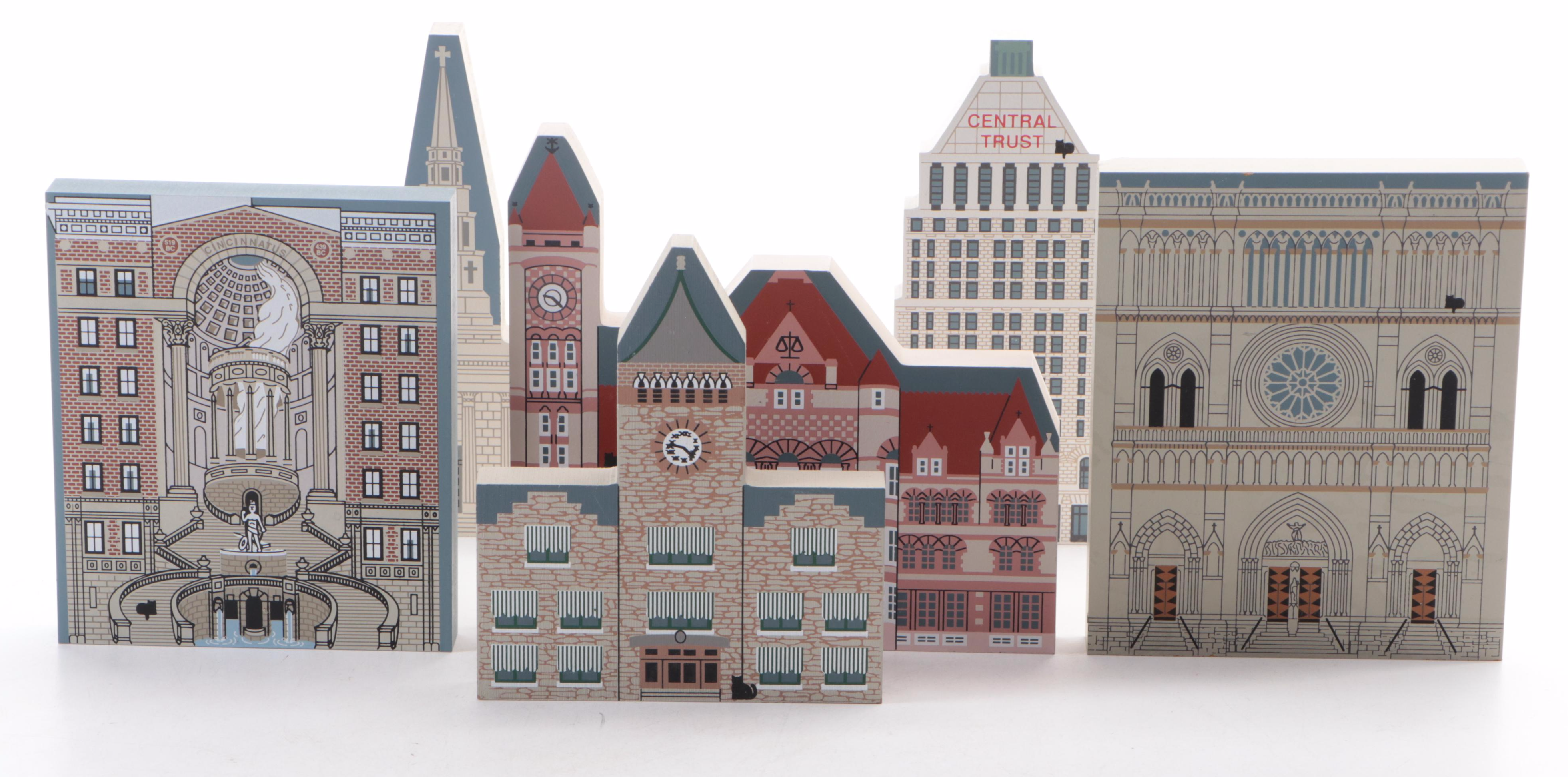 The Cat's Meow Cincinnati-Themed Hand-Painted Wooden Figures, 1990s