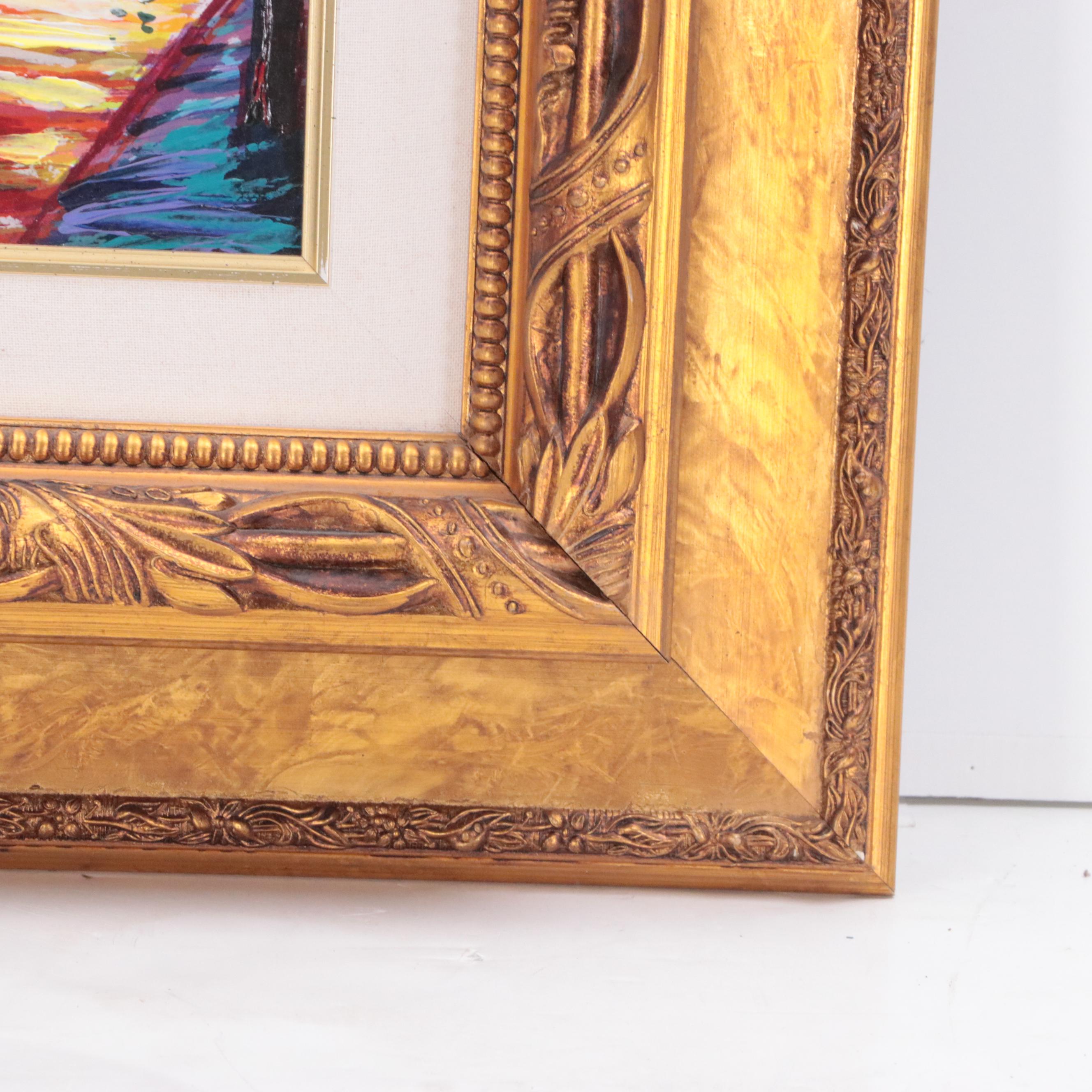 Slava Ilyayev Embellished Serigraph "Caught in the Rain"