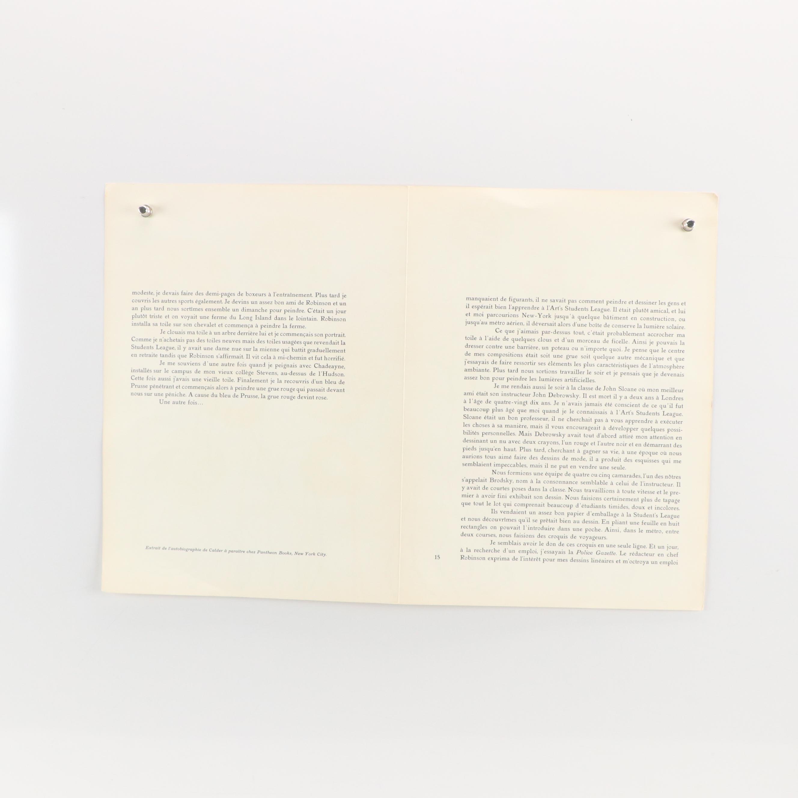 Alexander Calder Lithograph from "Derrière le Miroir," 1966