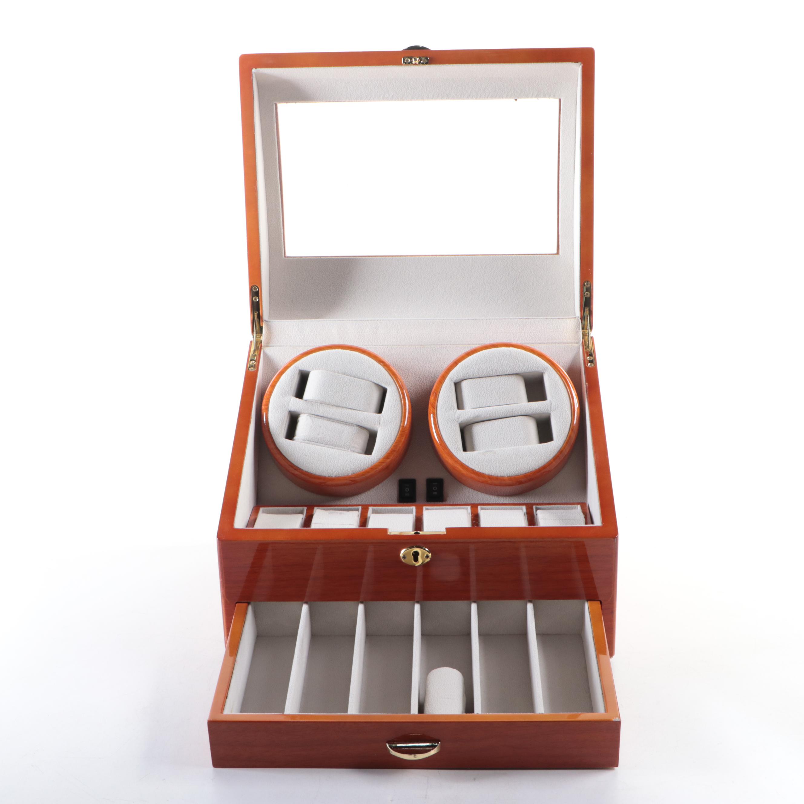 Kendal Four-Watch Wood Marquetry Watch Winder