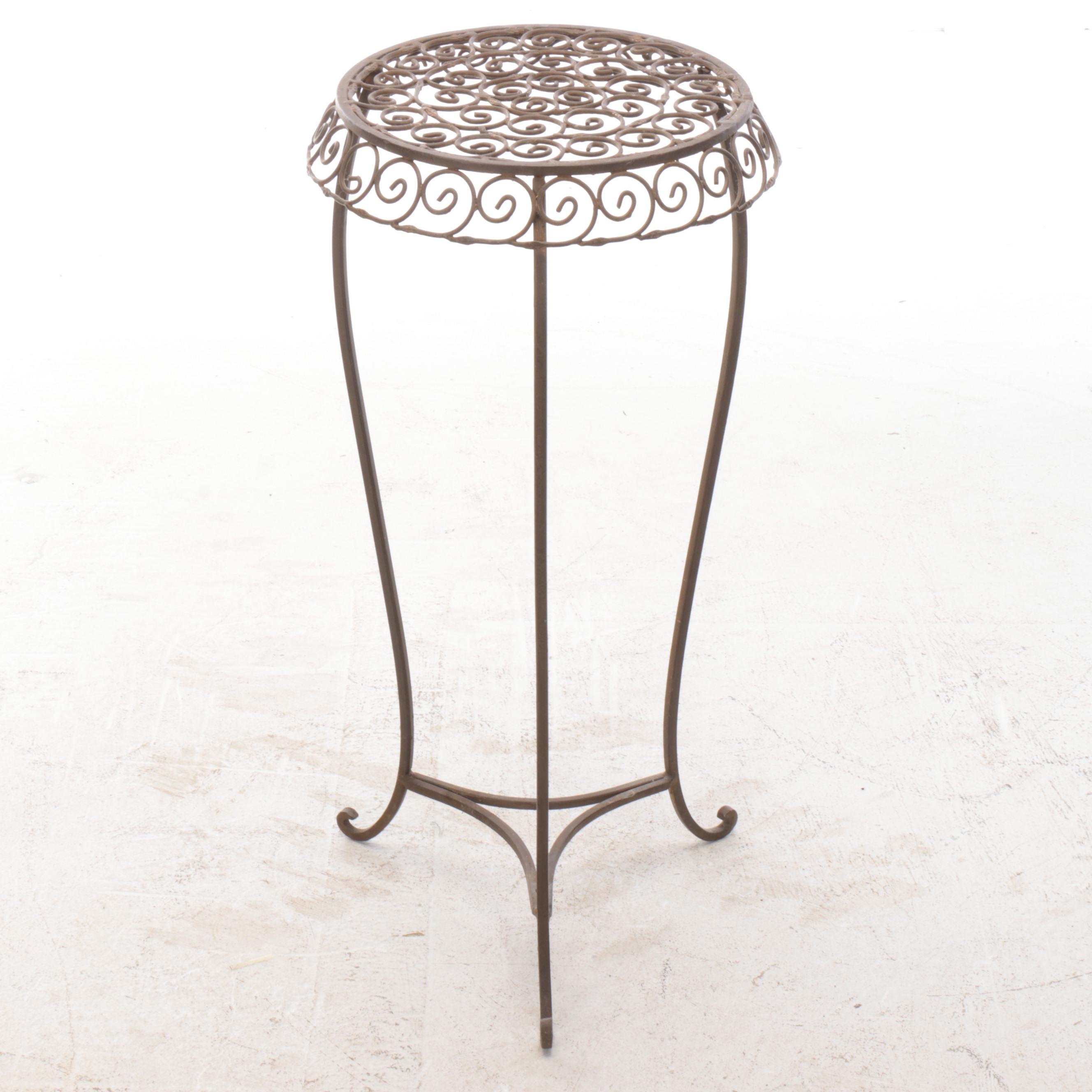 Resin Bust Planter with Artificial Plant and Metal Plant Stand