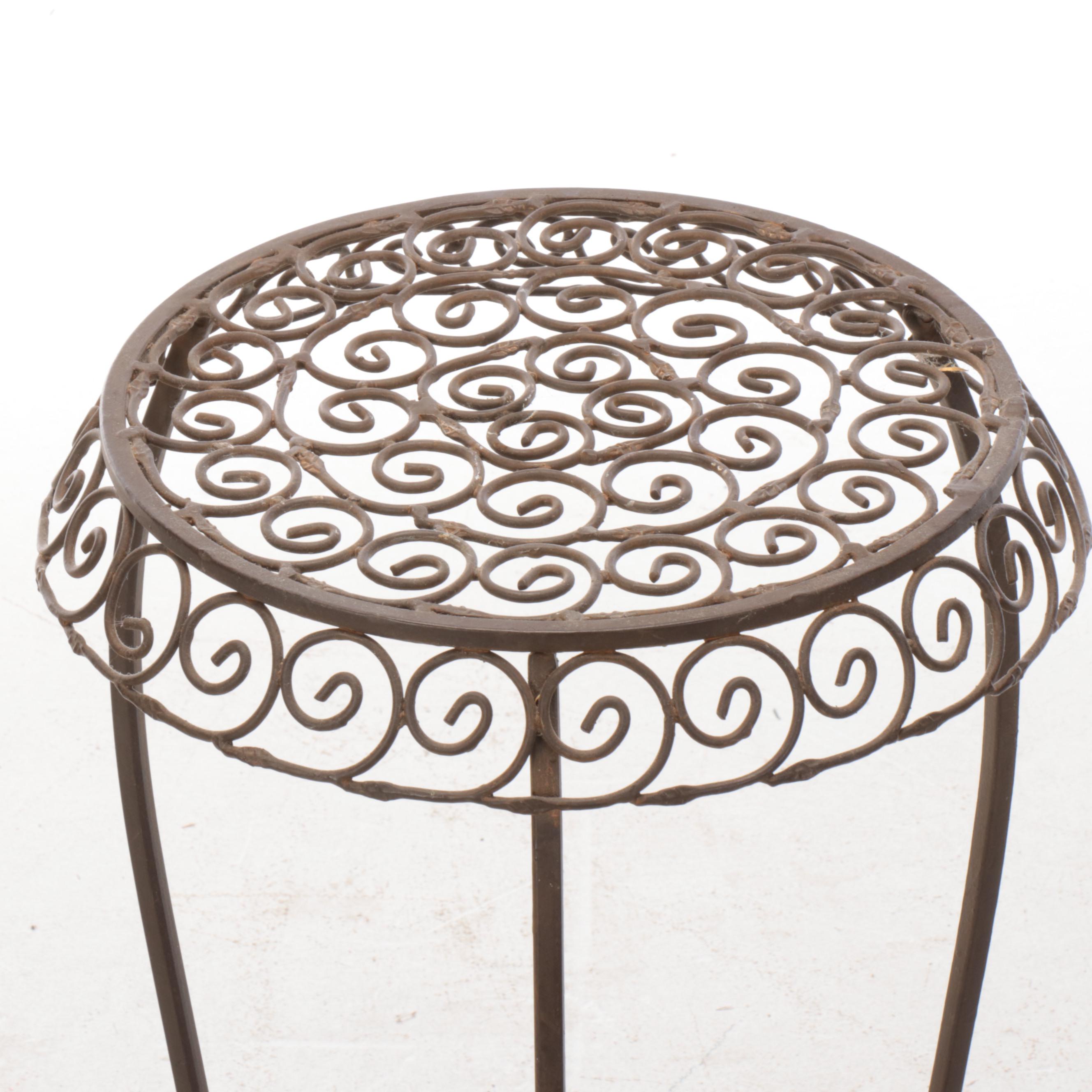 Resin Bust Planter with Artificial Plant and Metal Plant Stand