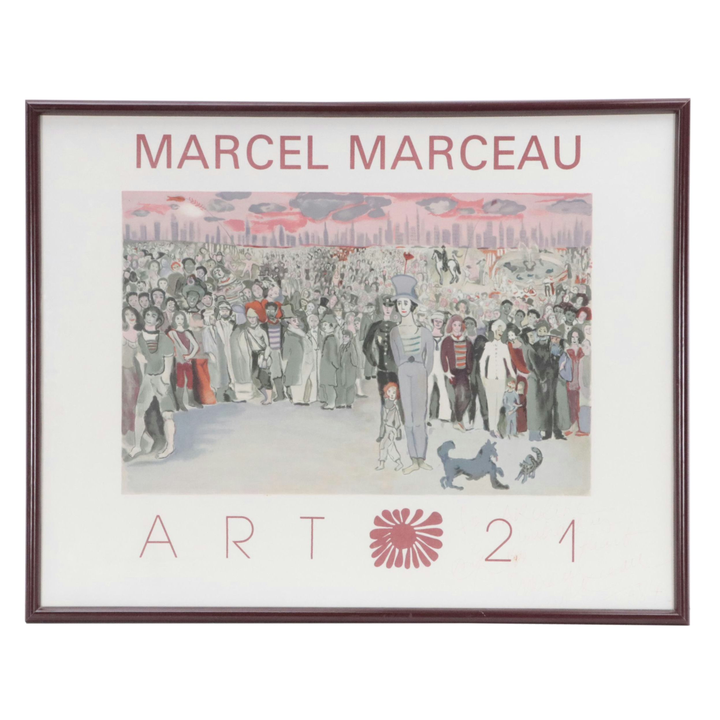 Marcel Marceau Signed Lithograph Exhibition Poster, 1984