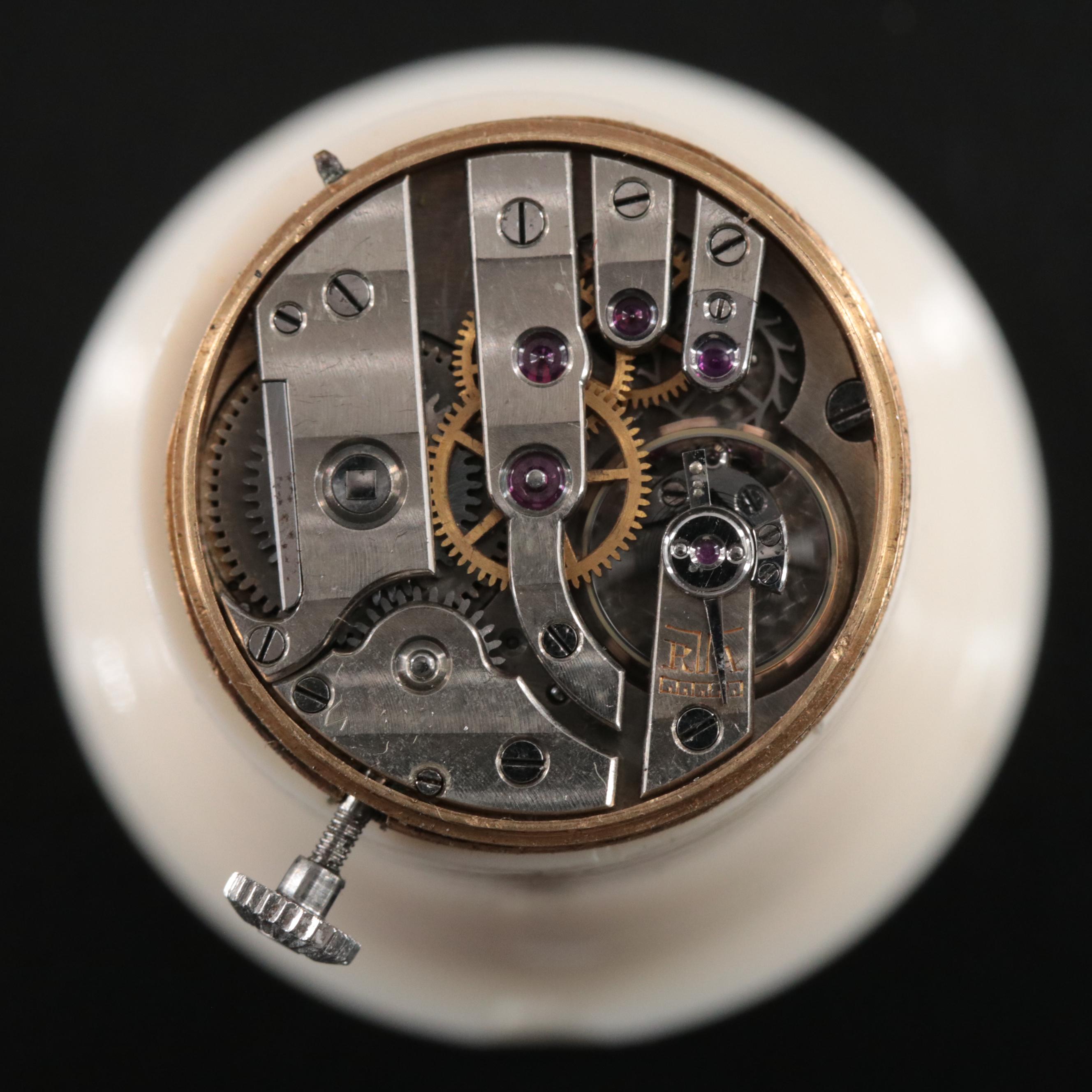 Antique Platinum Emerald and Diamond Watch