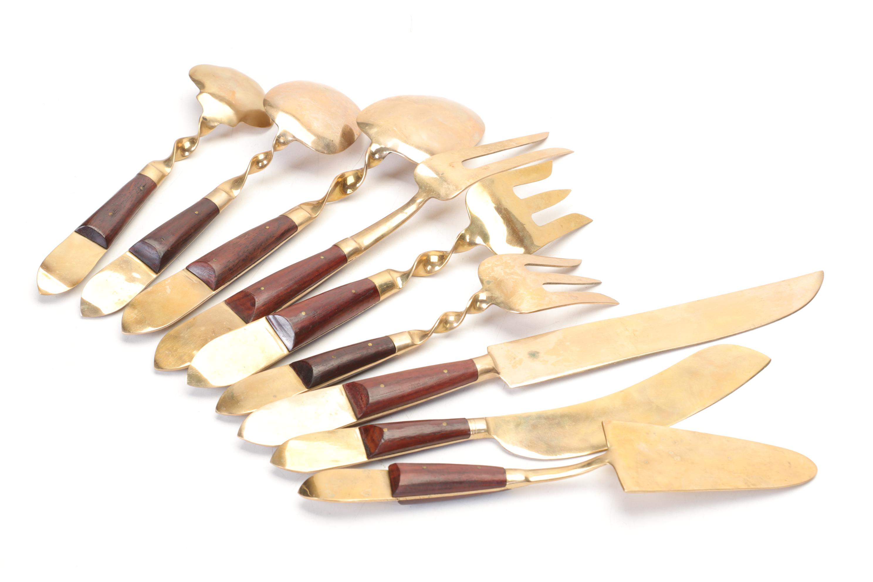 Thai Bronze Flatware Set, Mid to Late 20th Century