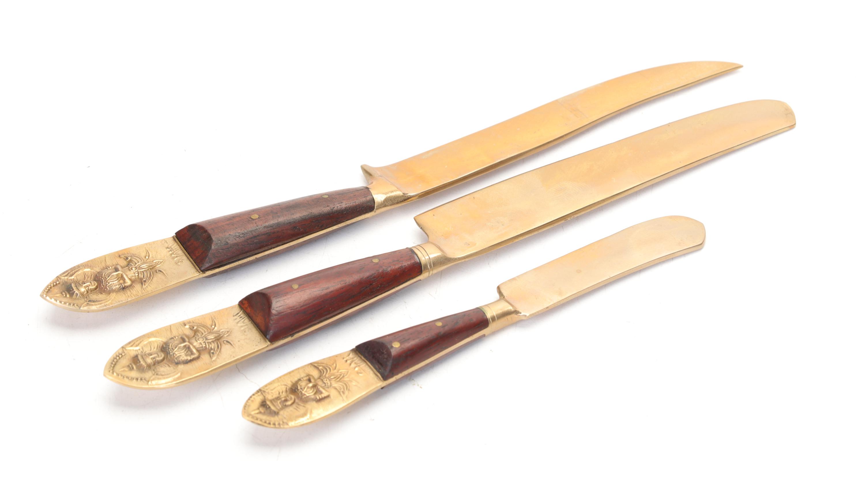 Thai Bronze Flatware Set, Mid to Late 20th Century