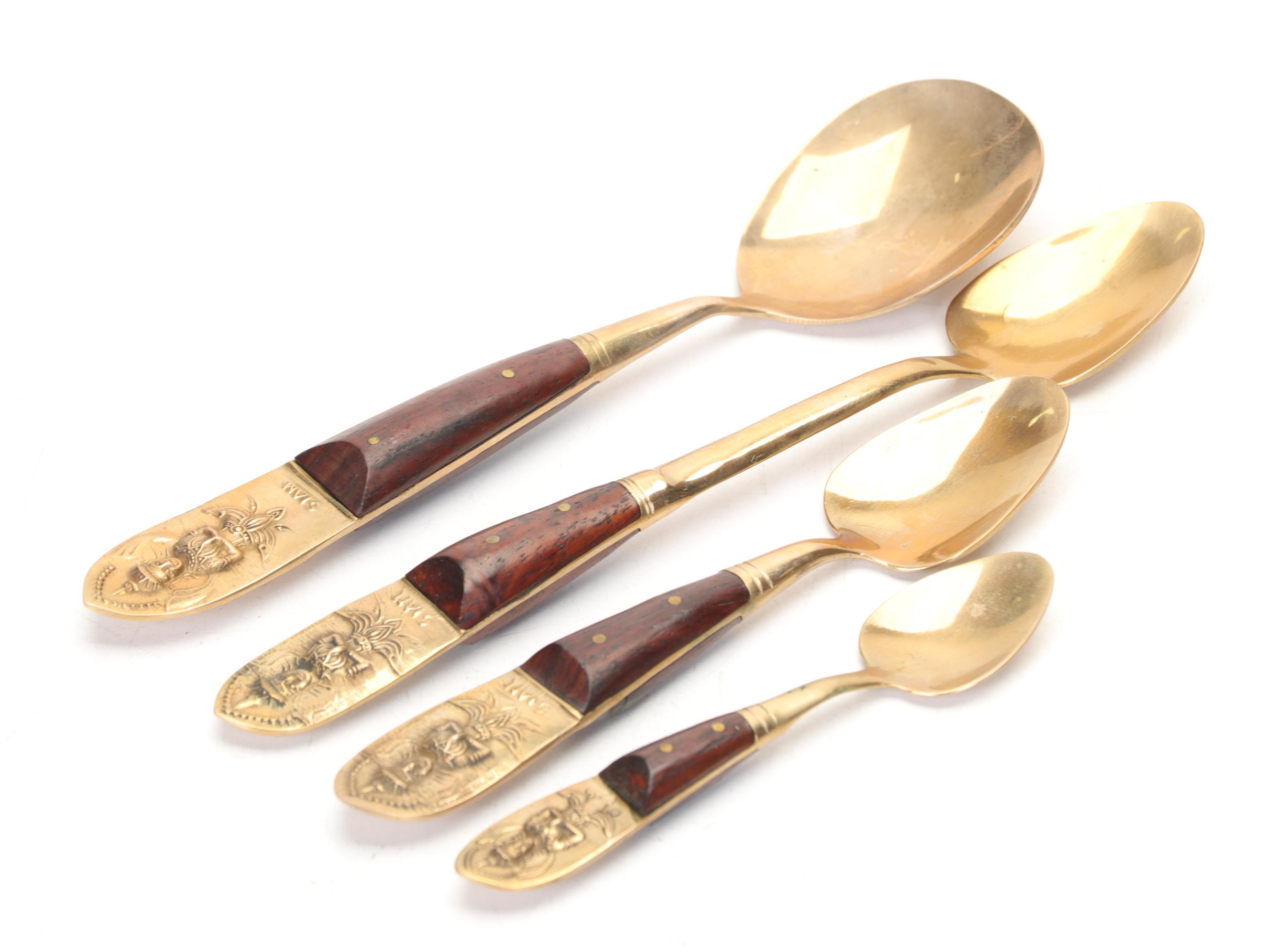 Thai Bronze Flatware Set, Mid to Late 20th Century