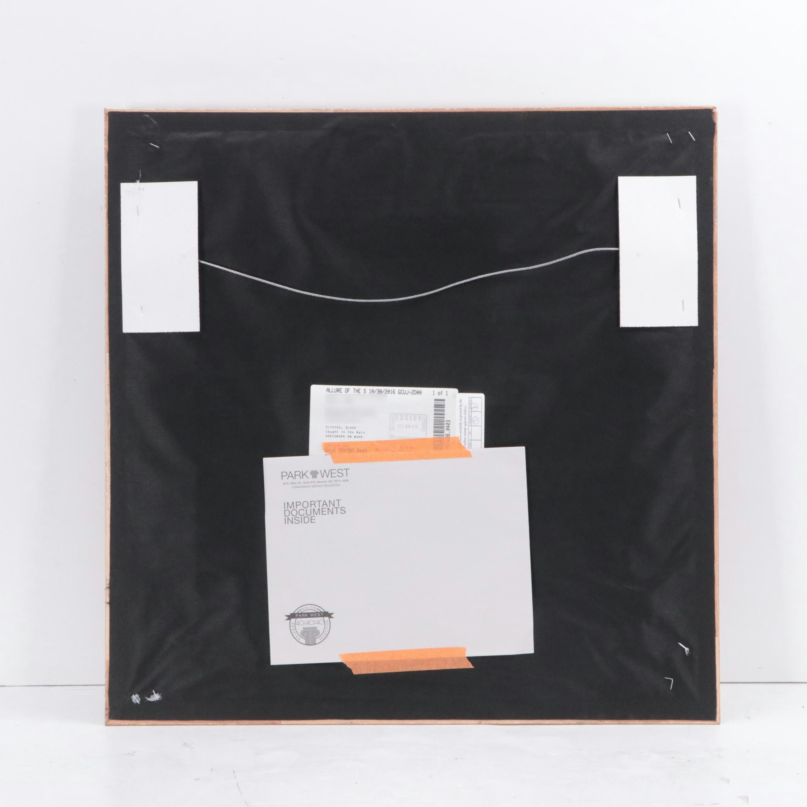 Slava Ilyayev Embellished Serigraph "Caught in the Rain"