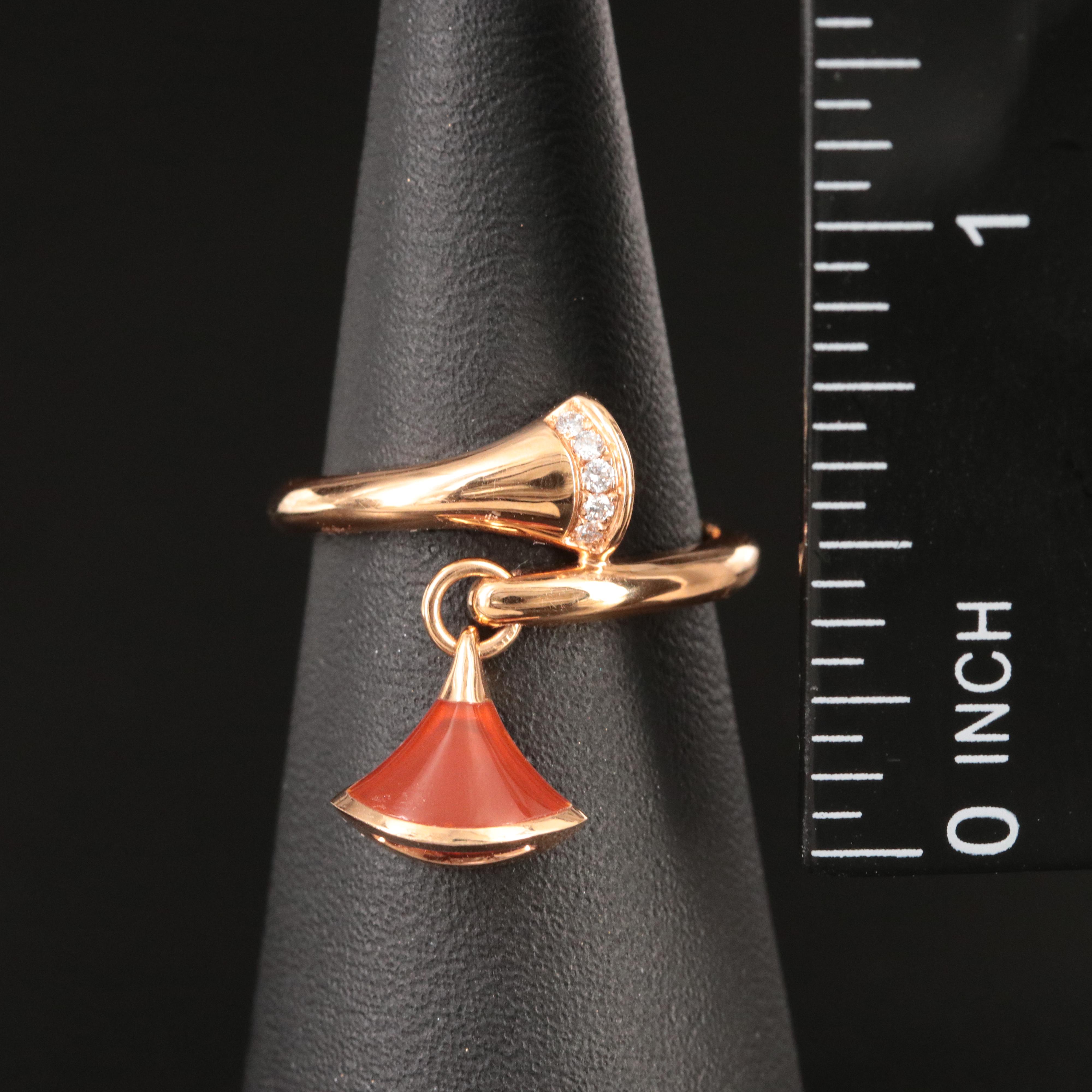 Bulgari BVLGARI Divina 18K Rose Gold, Carnelian and Diamond Ring