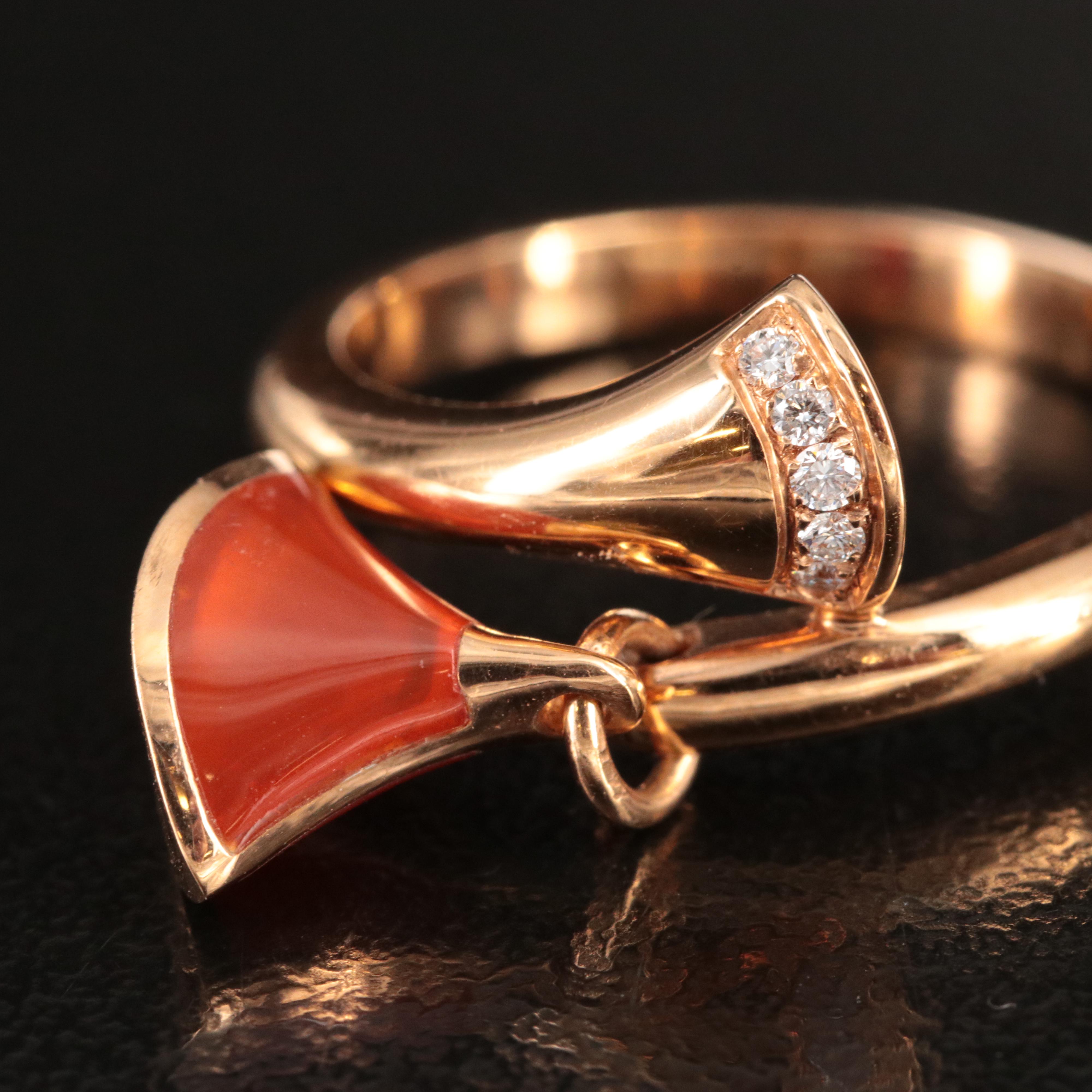 Bulgari BVLGARI Divina 18K Rose Gold, Carnelian and Diamond Ring