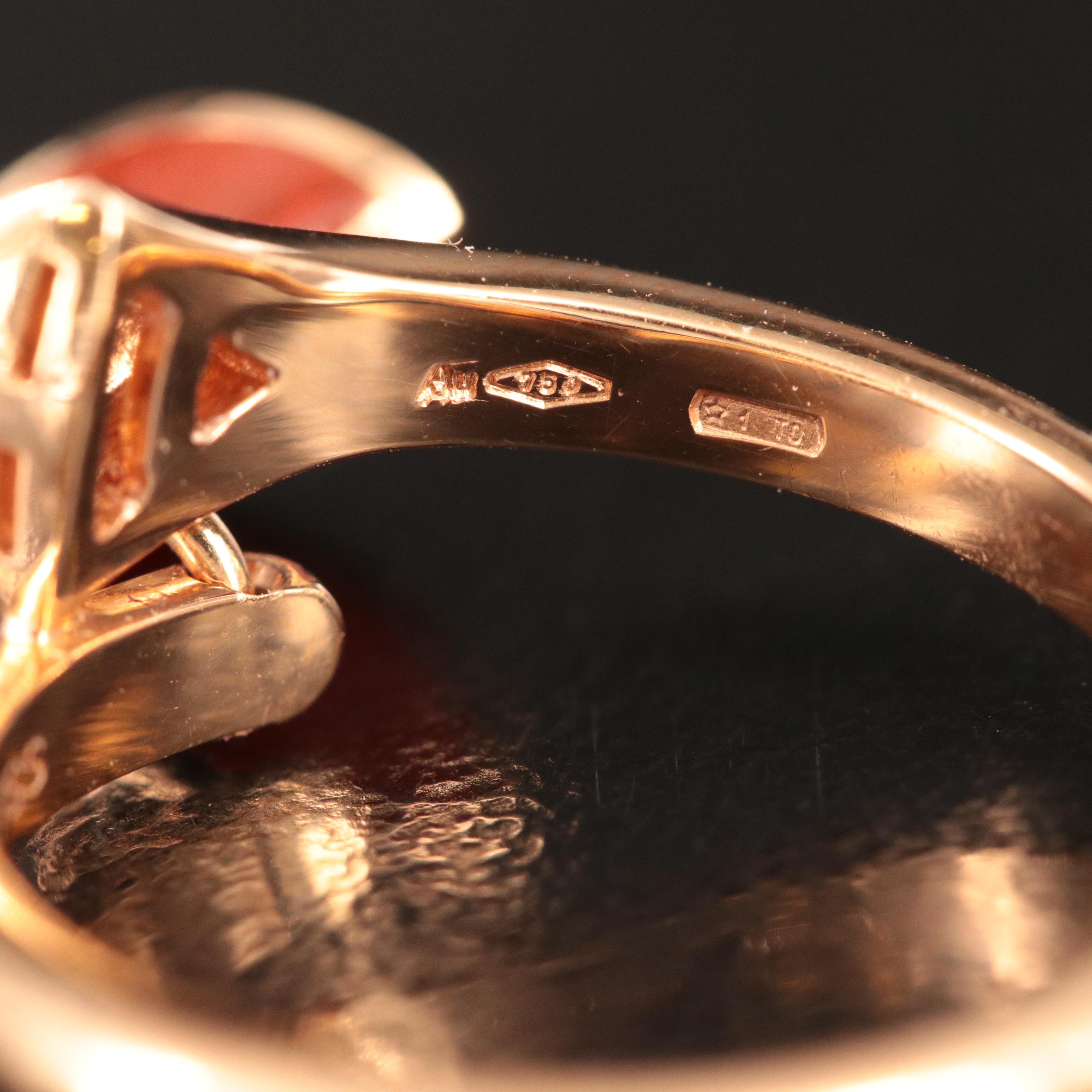 Bulgari BVLGARI Divina 18K Rose Gold, Carnelian and Diamond Ring