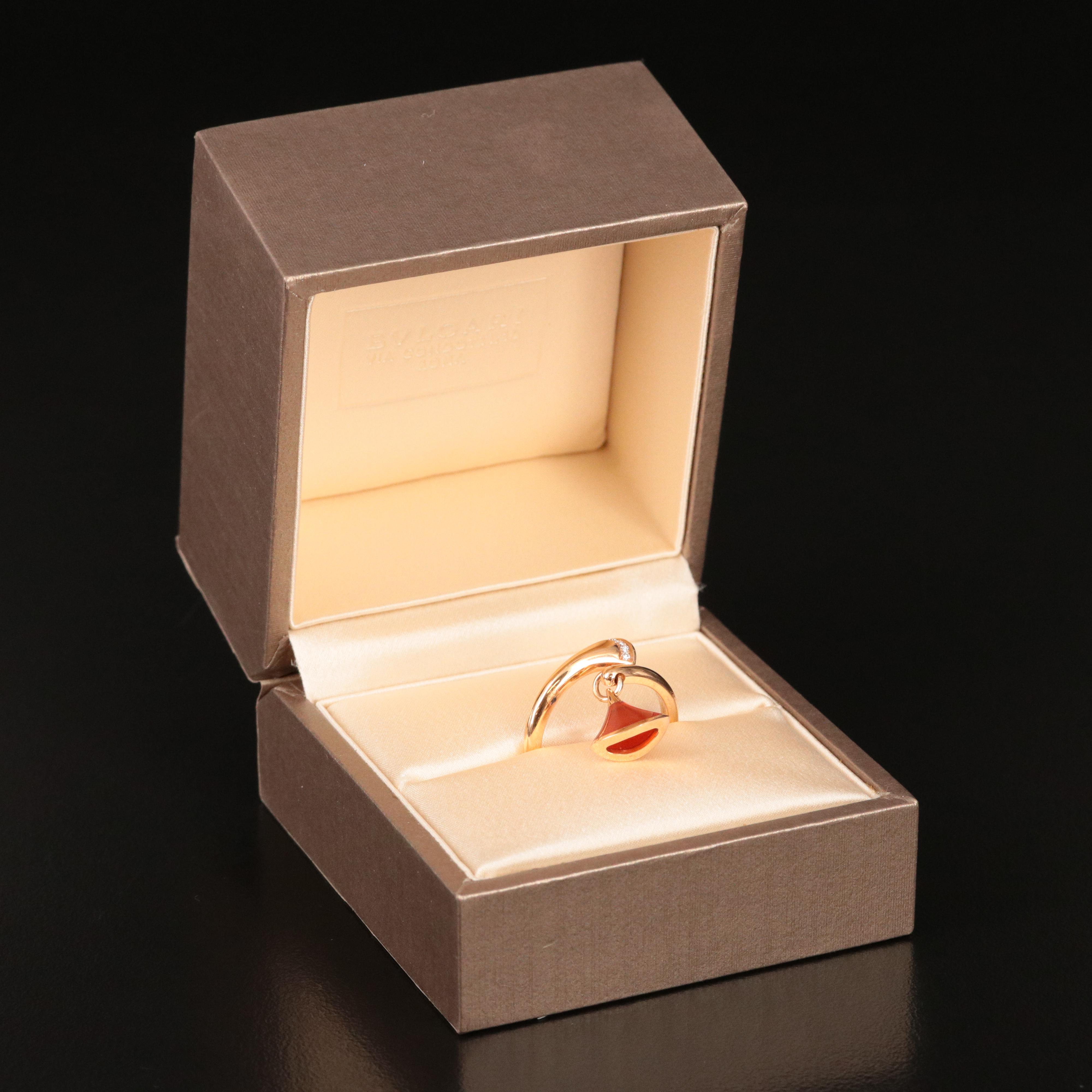 Bulgari BVLGARI Divina 18K Rose Gold, Carnelian and Diamond Ring