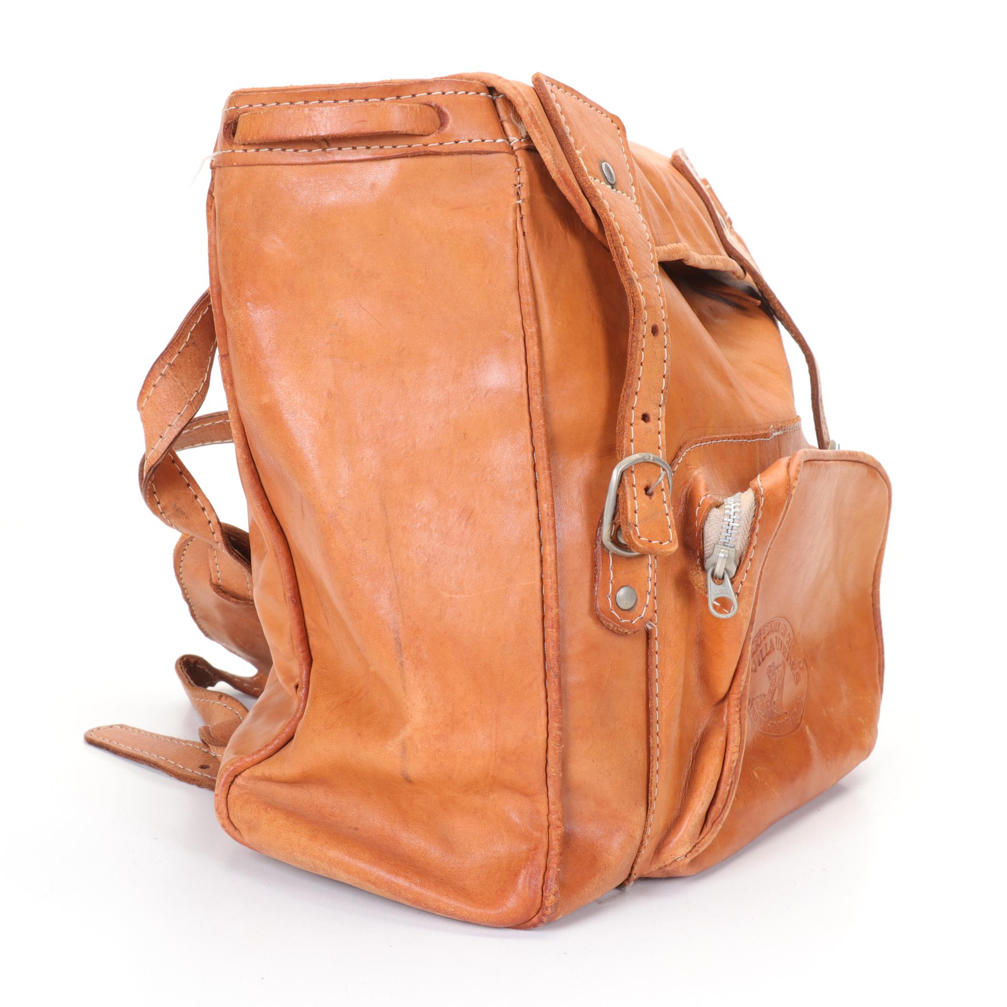 Paraguayan Made Villa Lourdes Leather Backpack, Late 20th Century