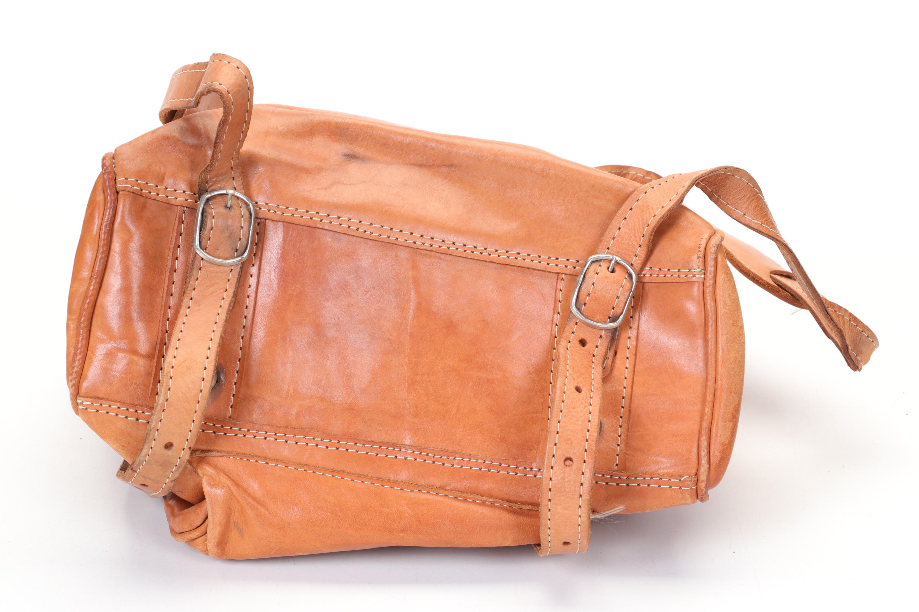 Paraguayan Made Villa Lourdes Leather Backpack, Late 20th Century