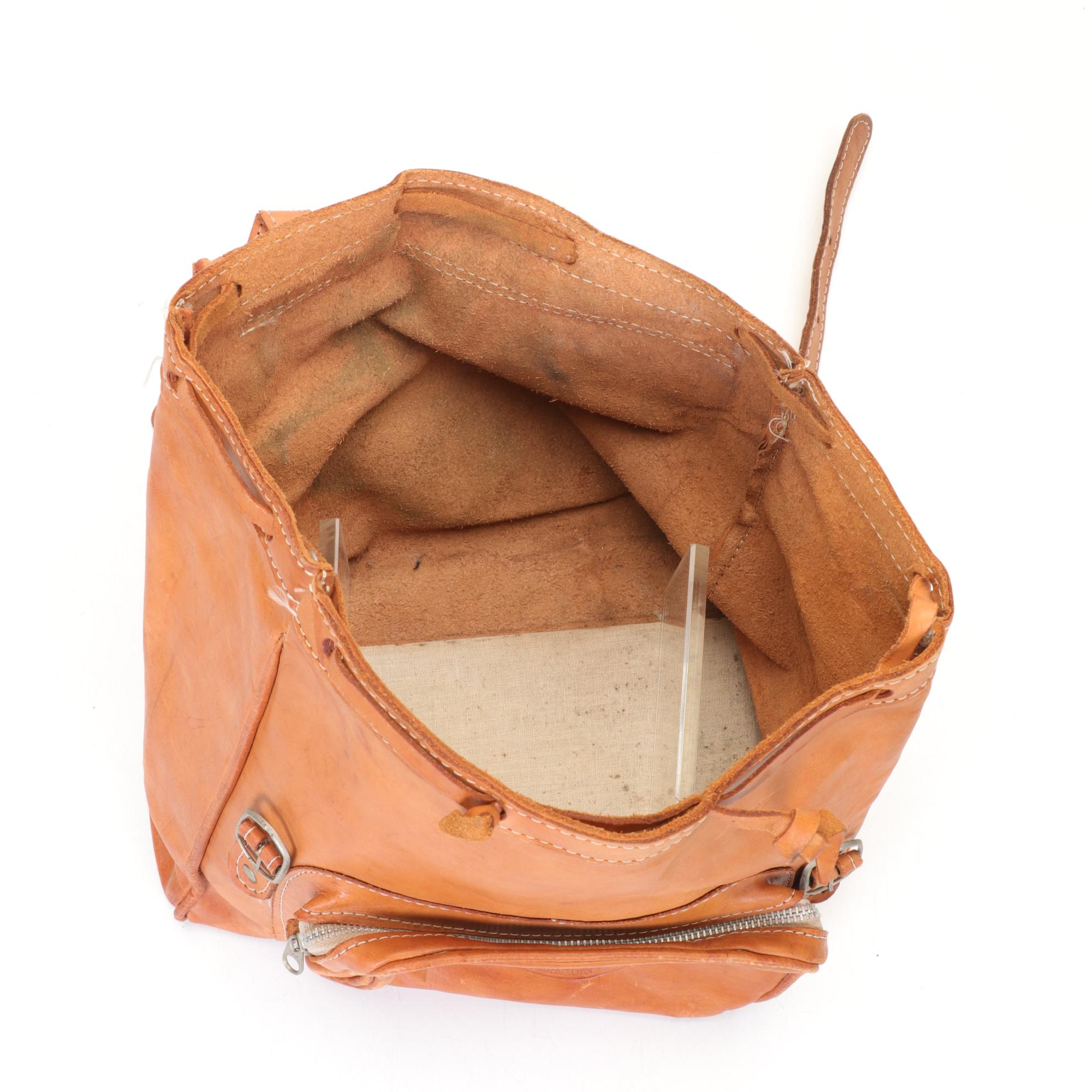 Paraguayan Made Villa Lourdes Leather Backpack, Late 20th Century