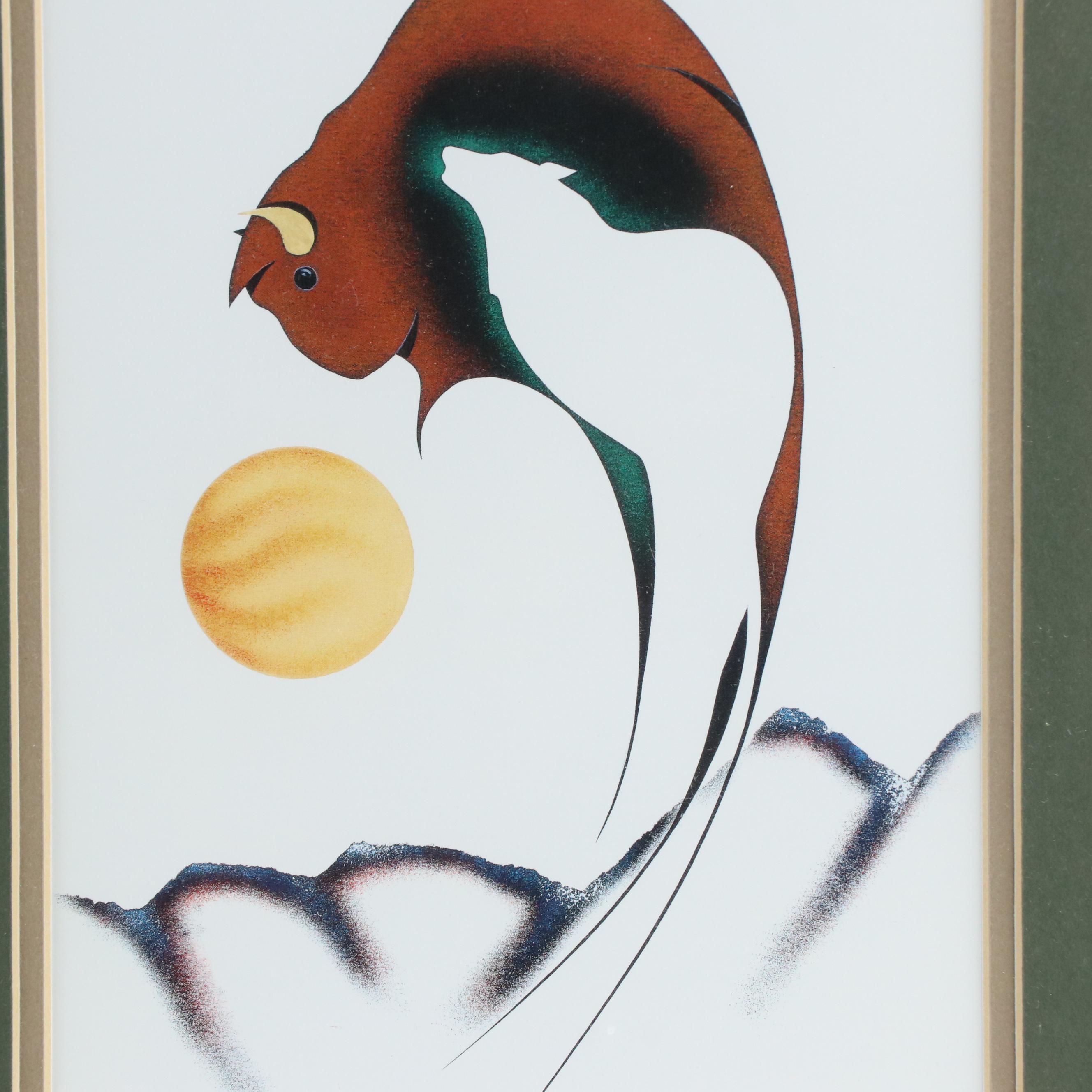 Garnet Tobacco Offset Lithographs "Eagle Dancer" and "Eternal Conflict," 1993