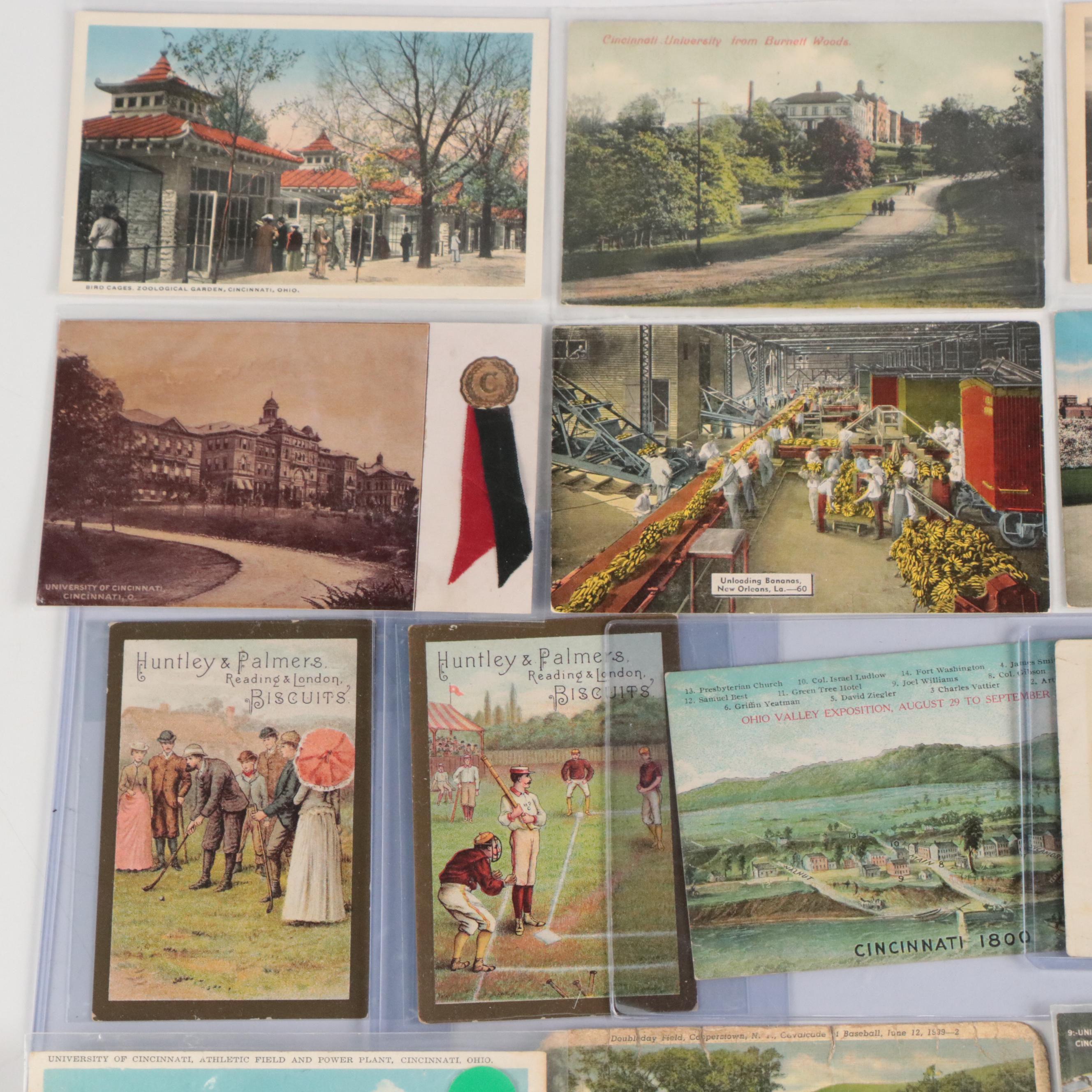 Cincinnati and New Orleans Souvenir Postcards with Advertisement Cards