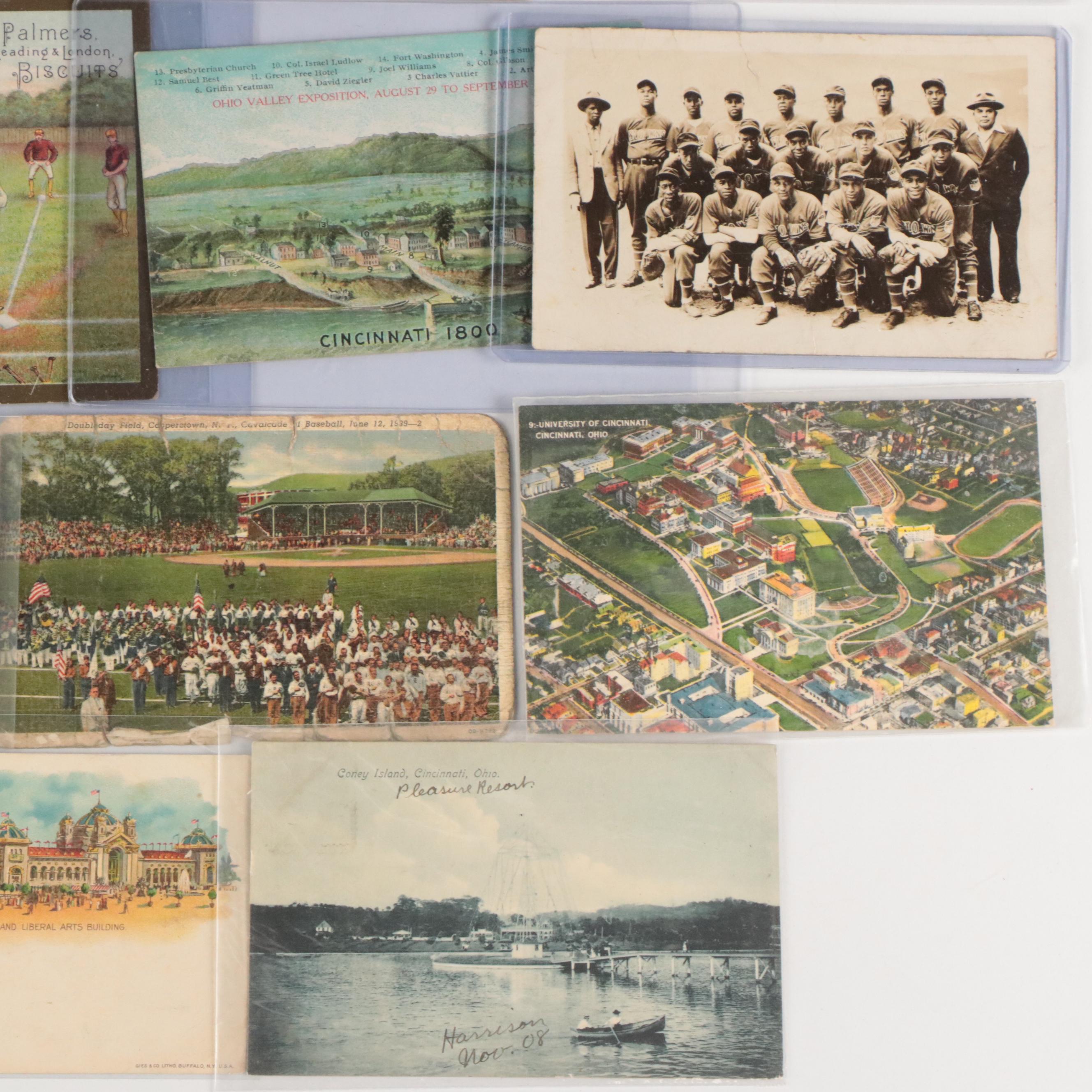 Cincinnati and New Orleans Souvenir Postcards with Advertisement Cards