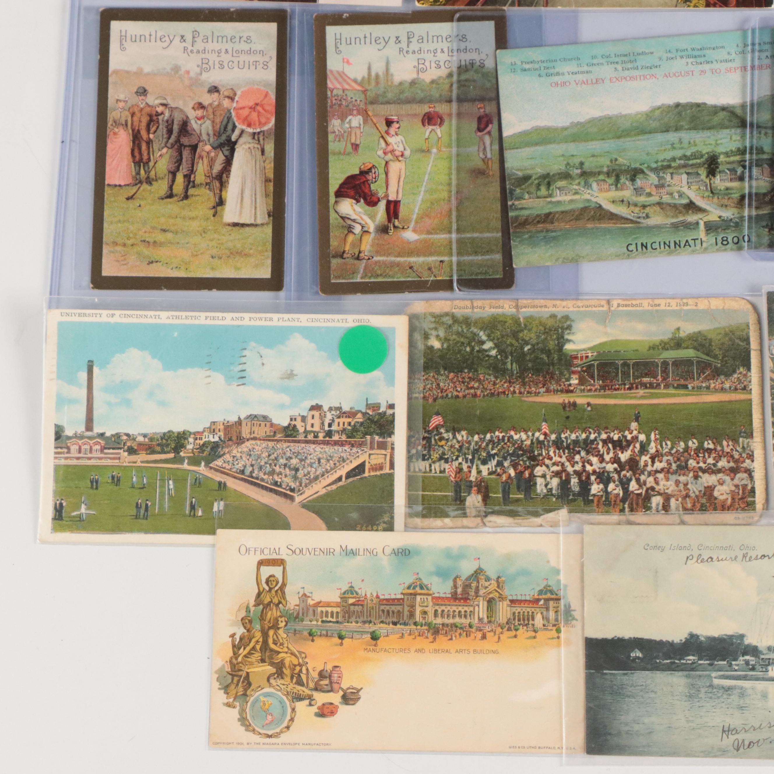 Cincinnati and New Orleans Souvenir Postcards with Advertisement Cards