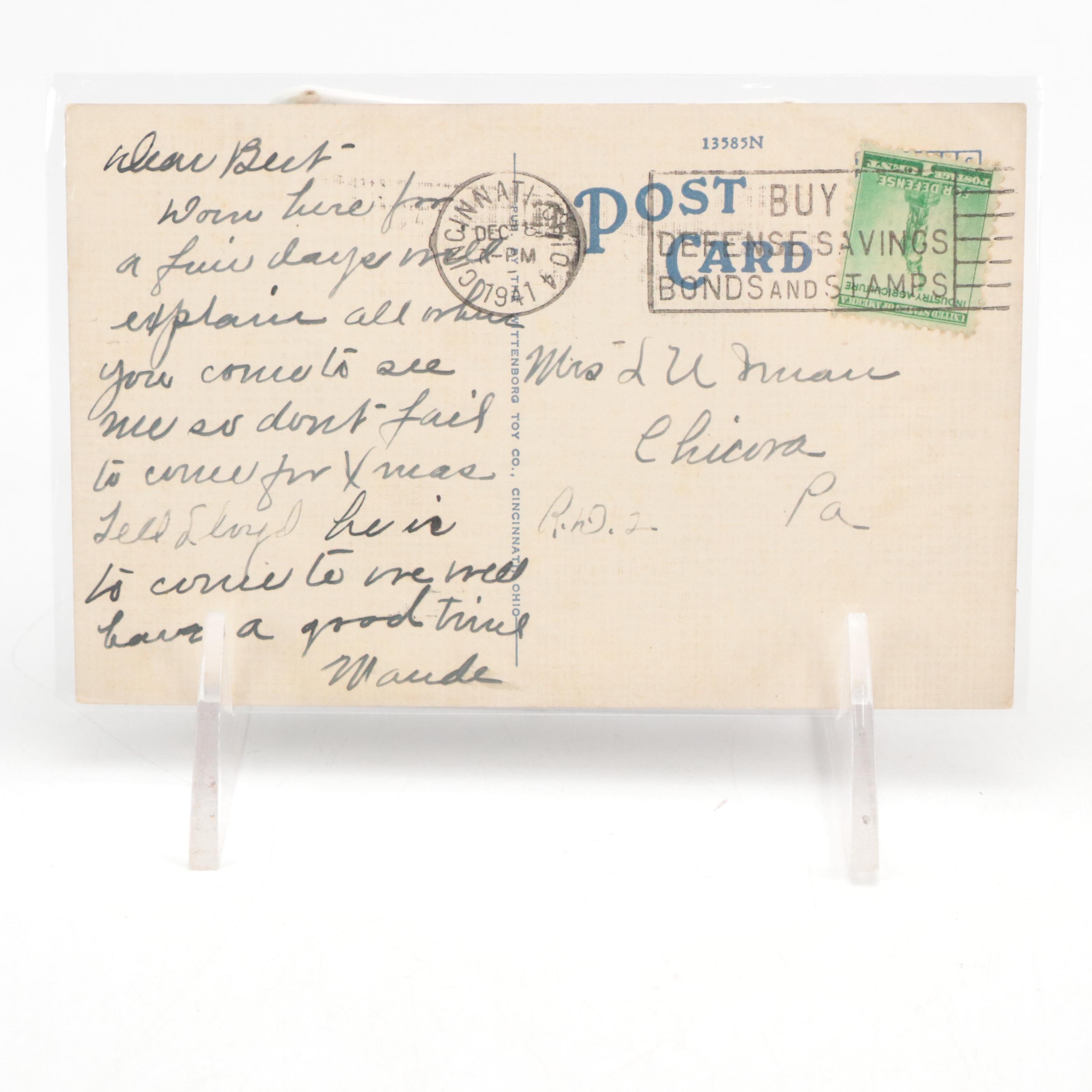 Cincinnati and New Orleans Souvenir Postcards with Advertisement Cards