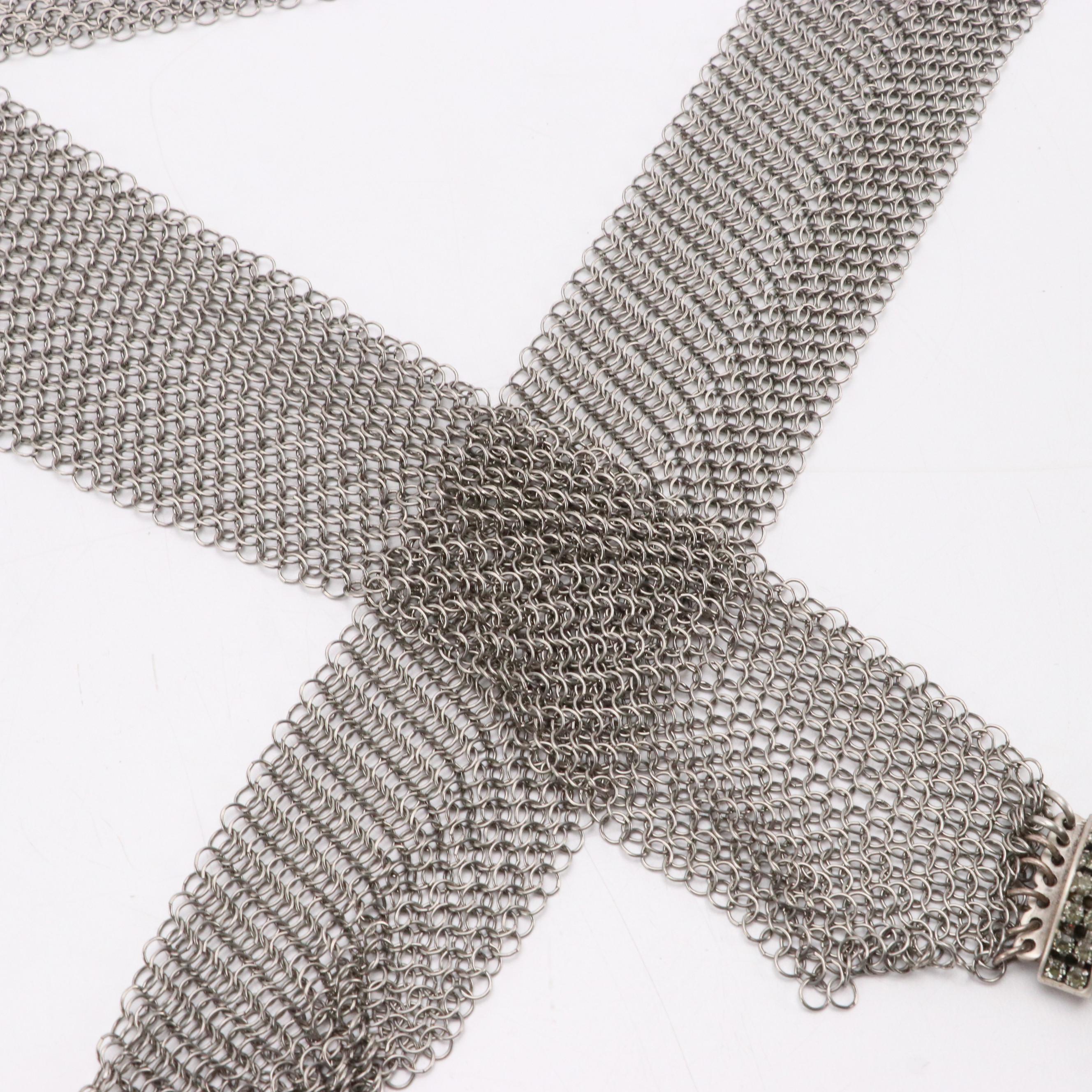 Anthony Ferrara Metal Mesh Wrap Belt with Clasping Hands