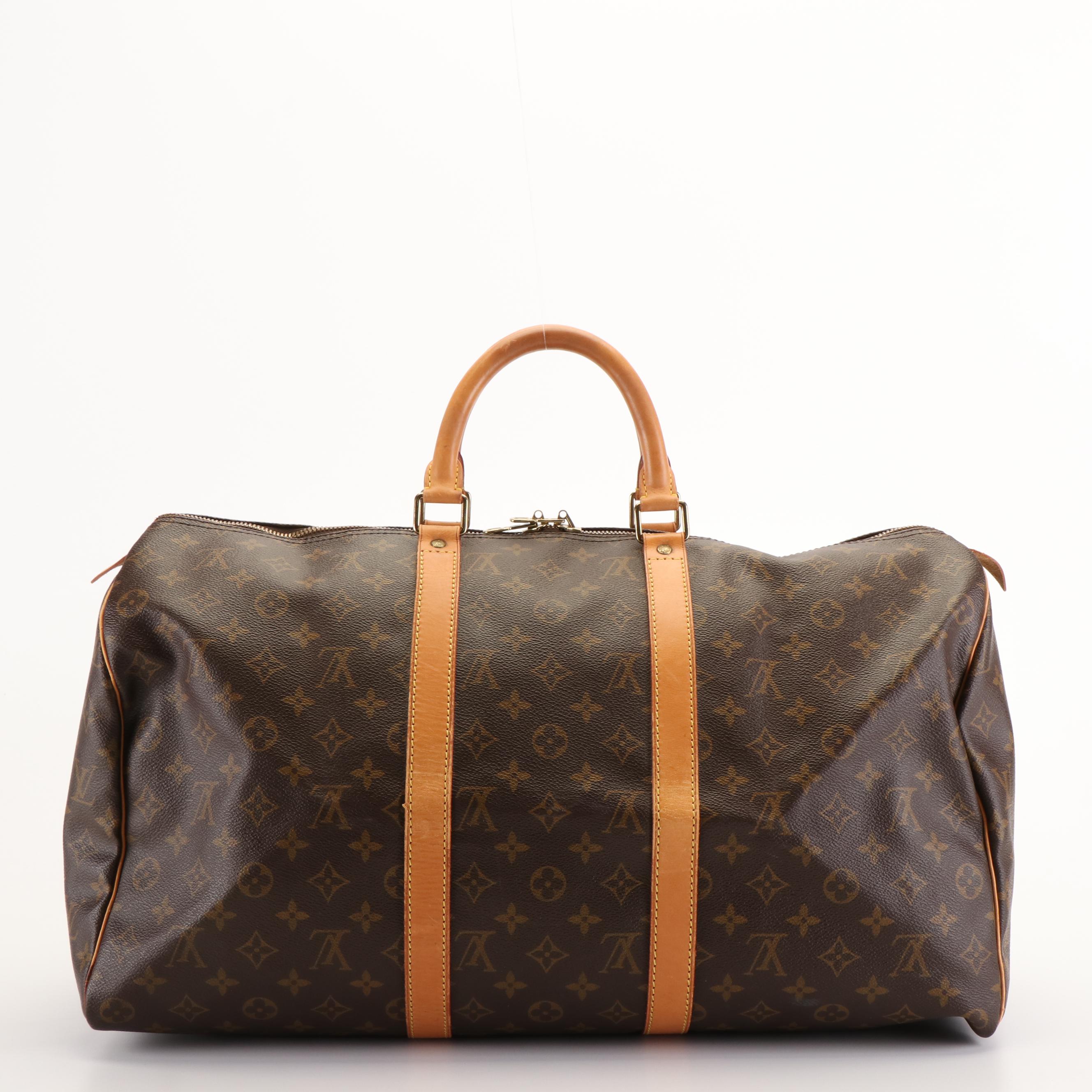 Louis Vuitton Keepall 55 Travel Bag in Monogram Canvas and Leather