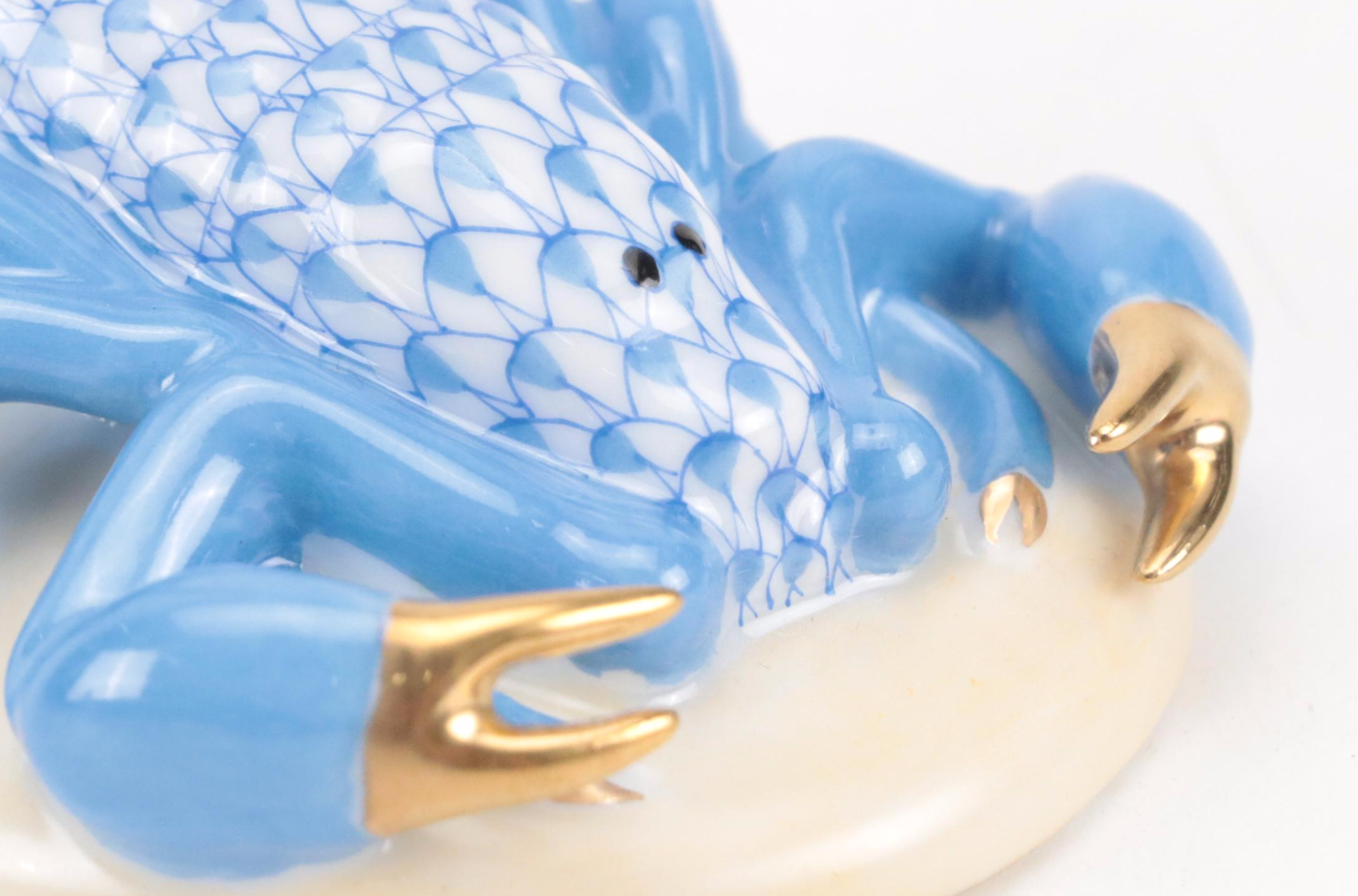 Herend Blue Fishnet with Gold "Scorpions" Porcelain Figurine