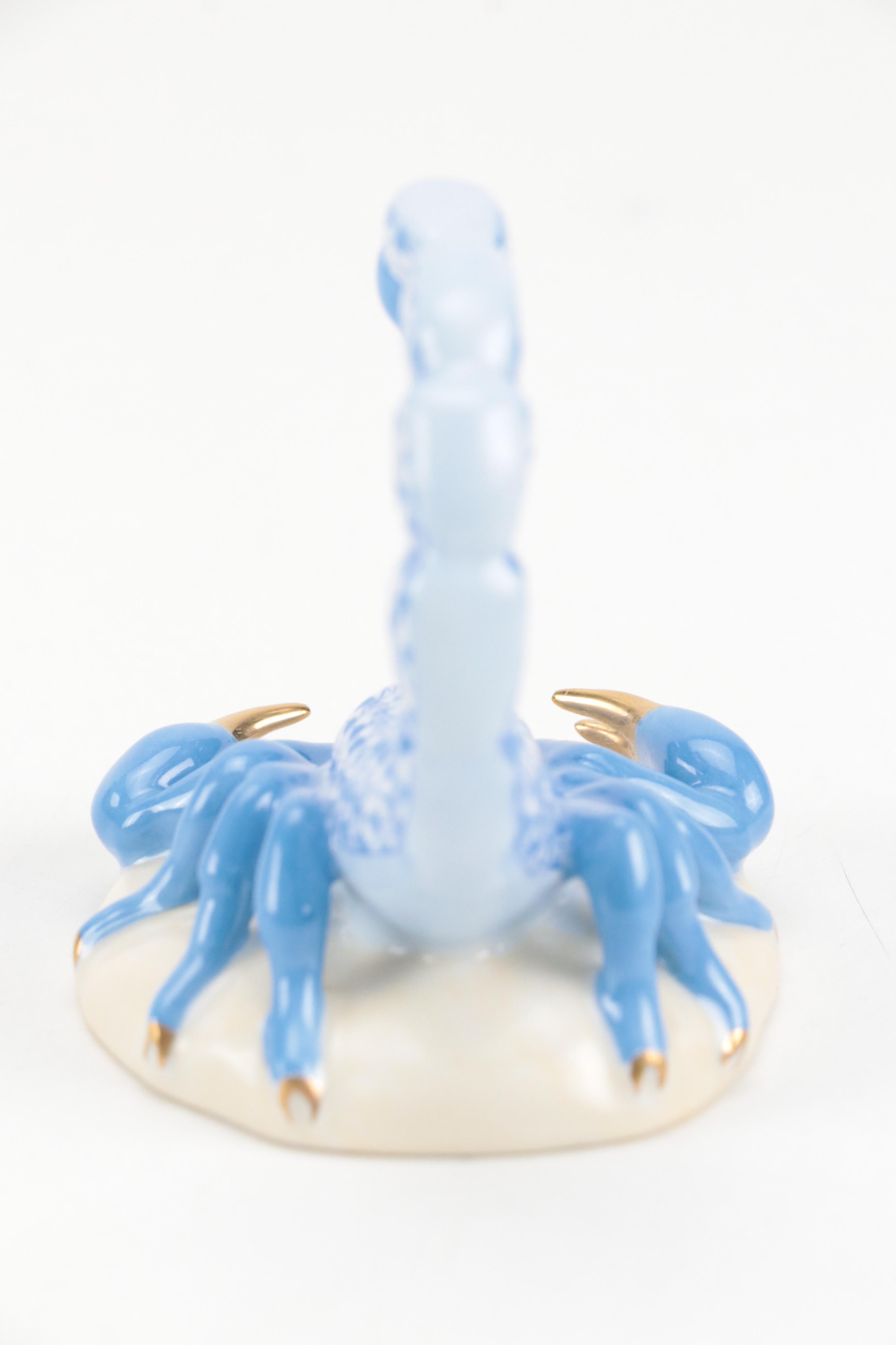 Herend Blue Fishnet with Gold "Scorpions" Porcelain Figurine