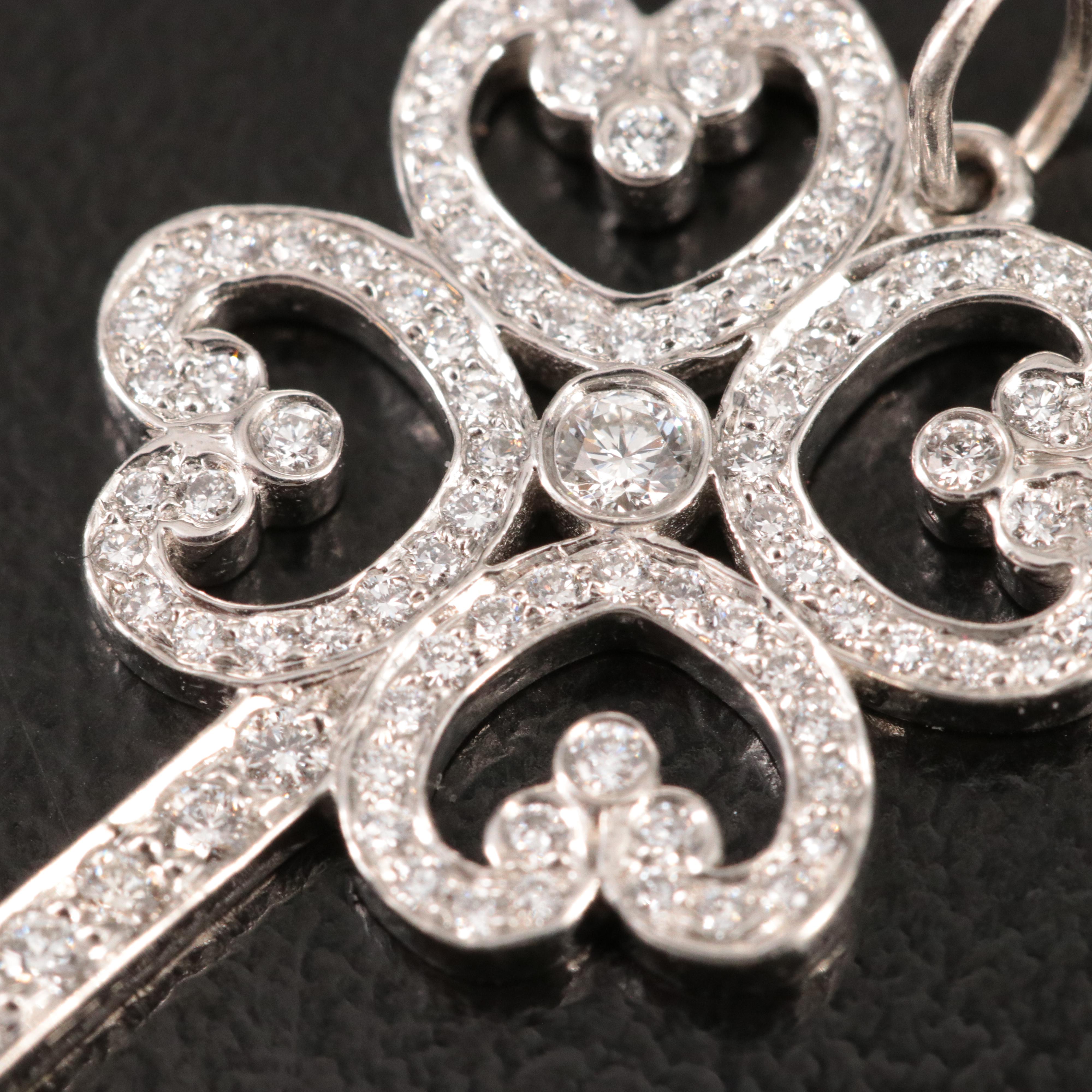 Tiffany & Co. Enchant Platinum 0.44 CTW Diamond Quatra Heart Key Pendant