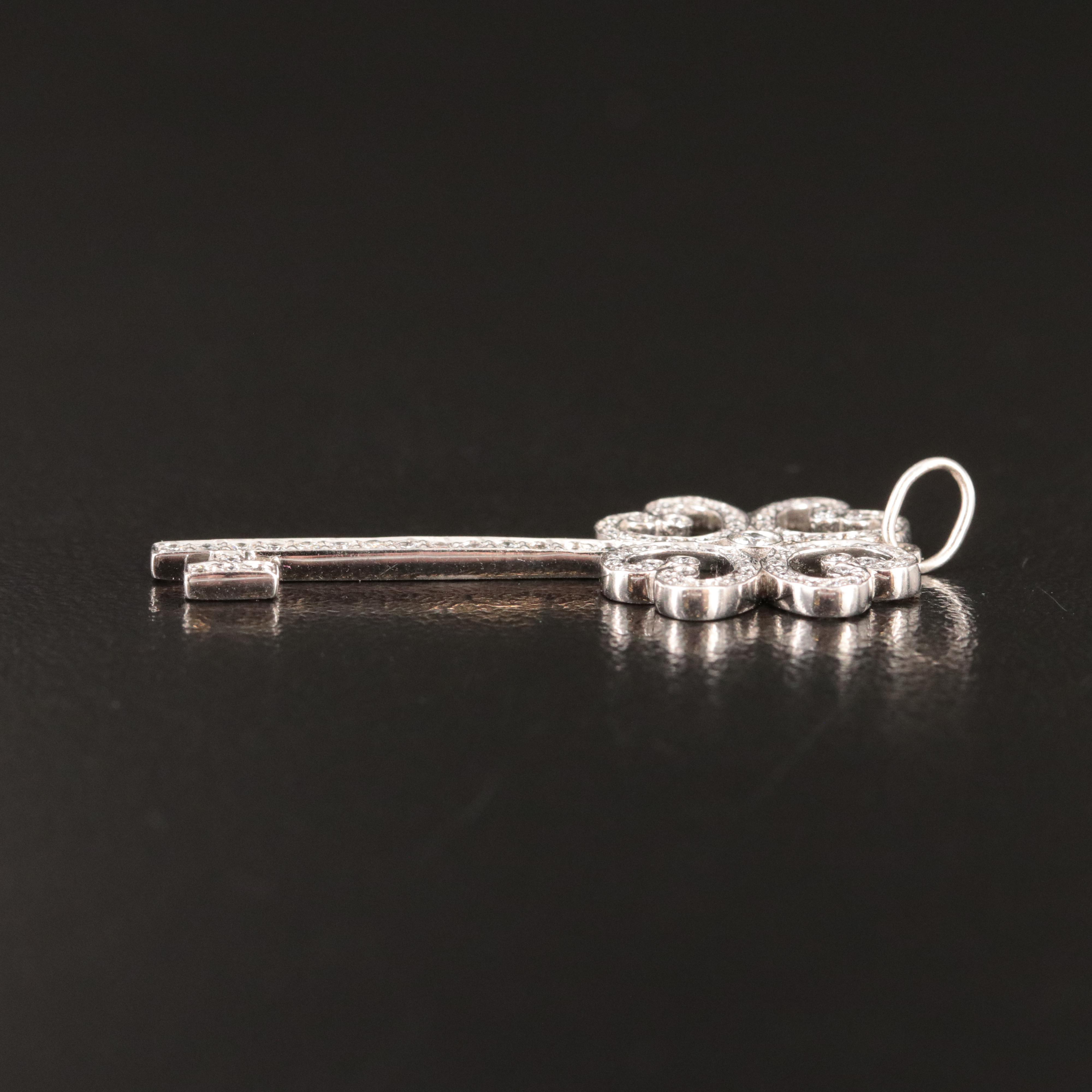 Tiffany & Co. Enchant Platinum 0.44 CTW Diamond Quatra Heart Key Pendant