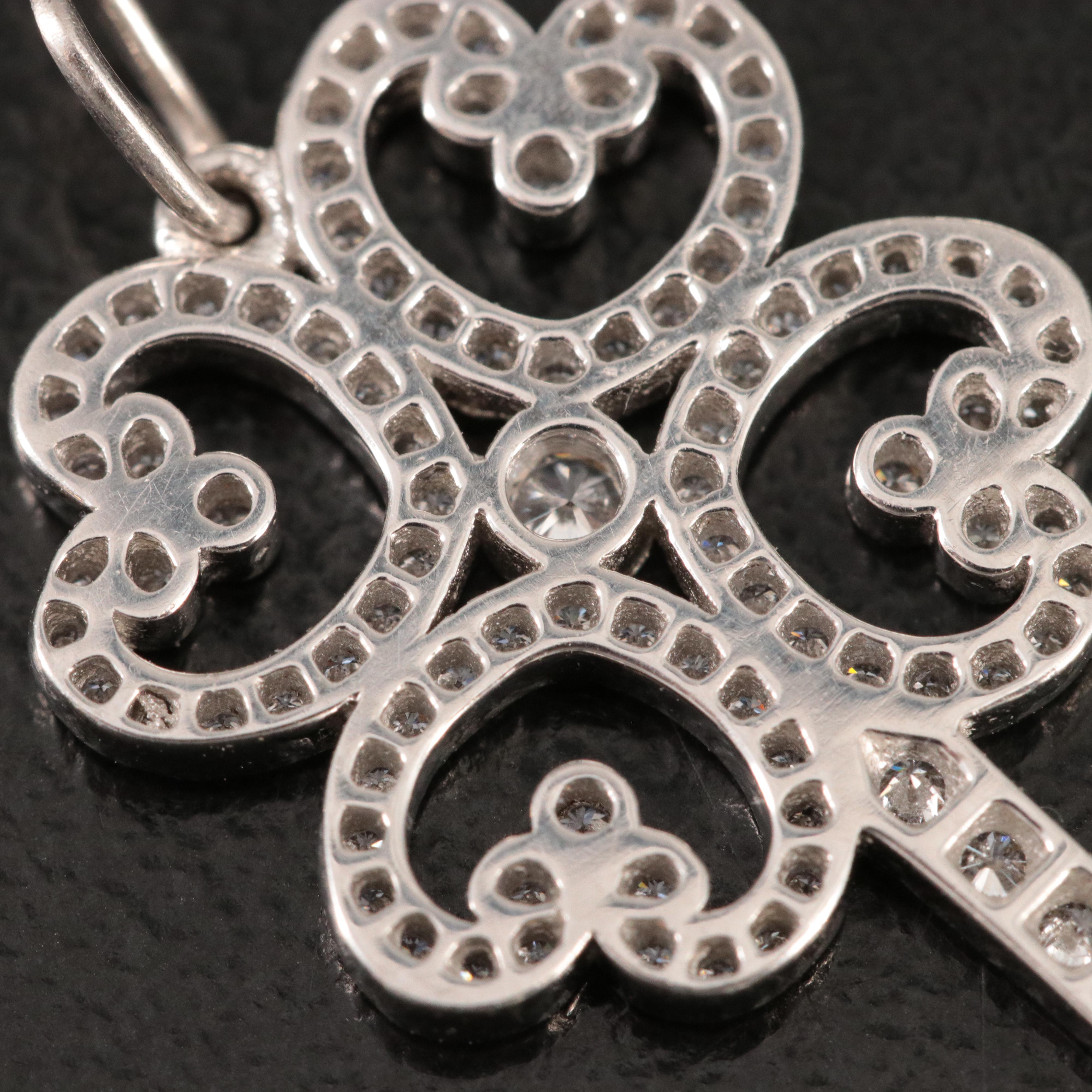 Tiffany & Co. Enchant Platinum 0.44 CTW Diamond Quatra Heart Key Pendant