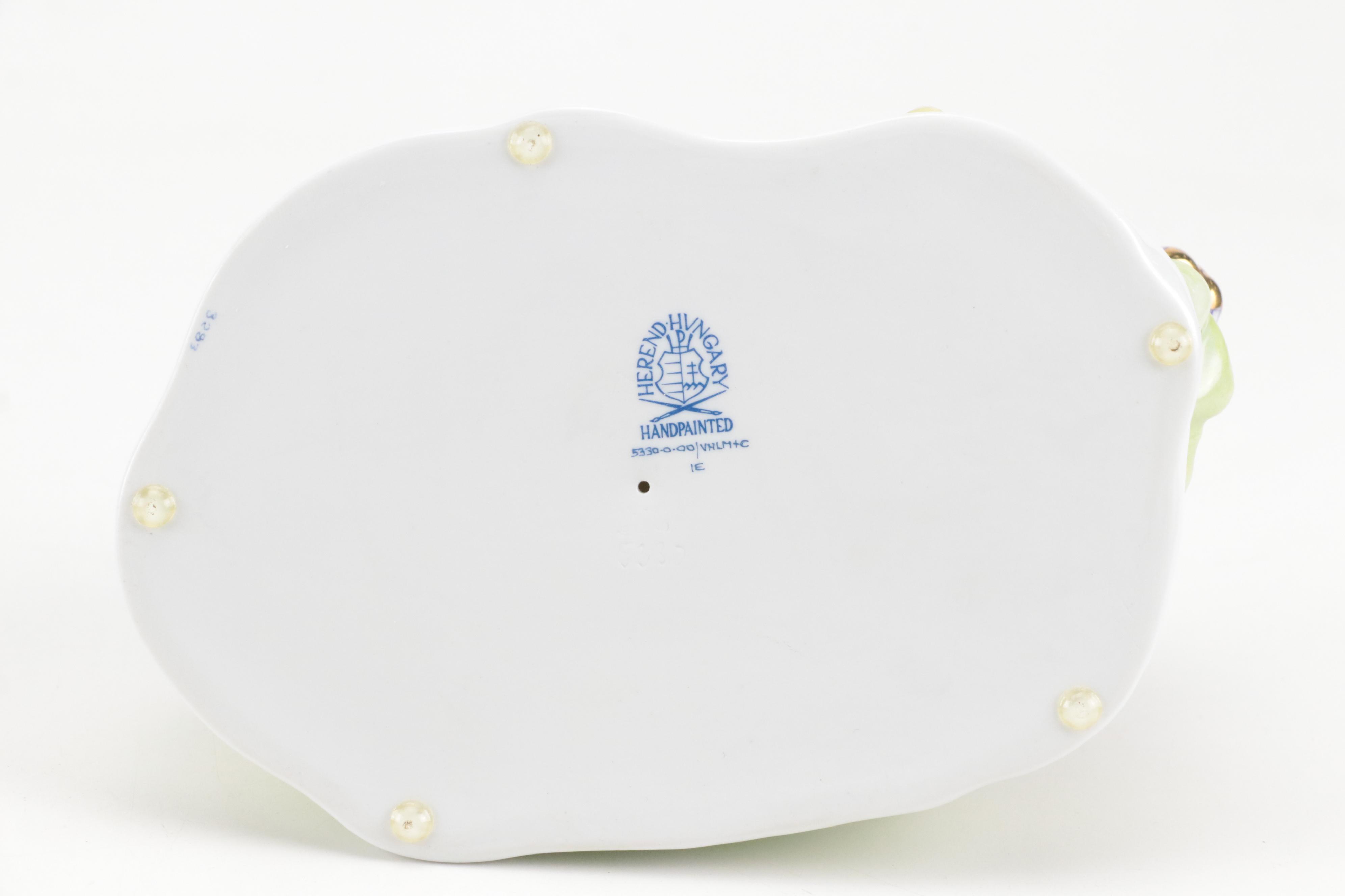 Herend Purple Fishnet with Gold "Rabbit In Grass" Porcelain Figurine