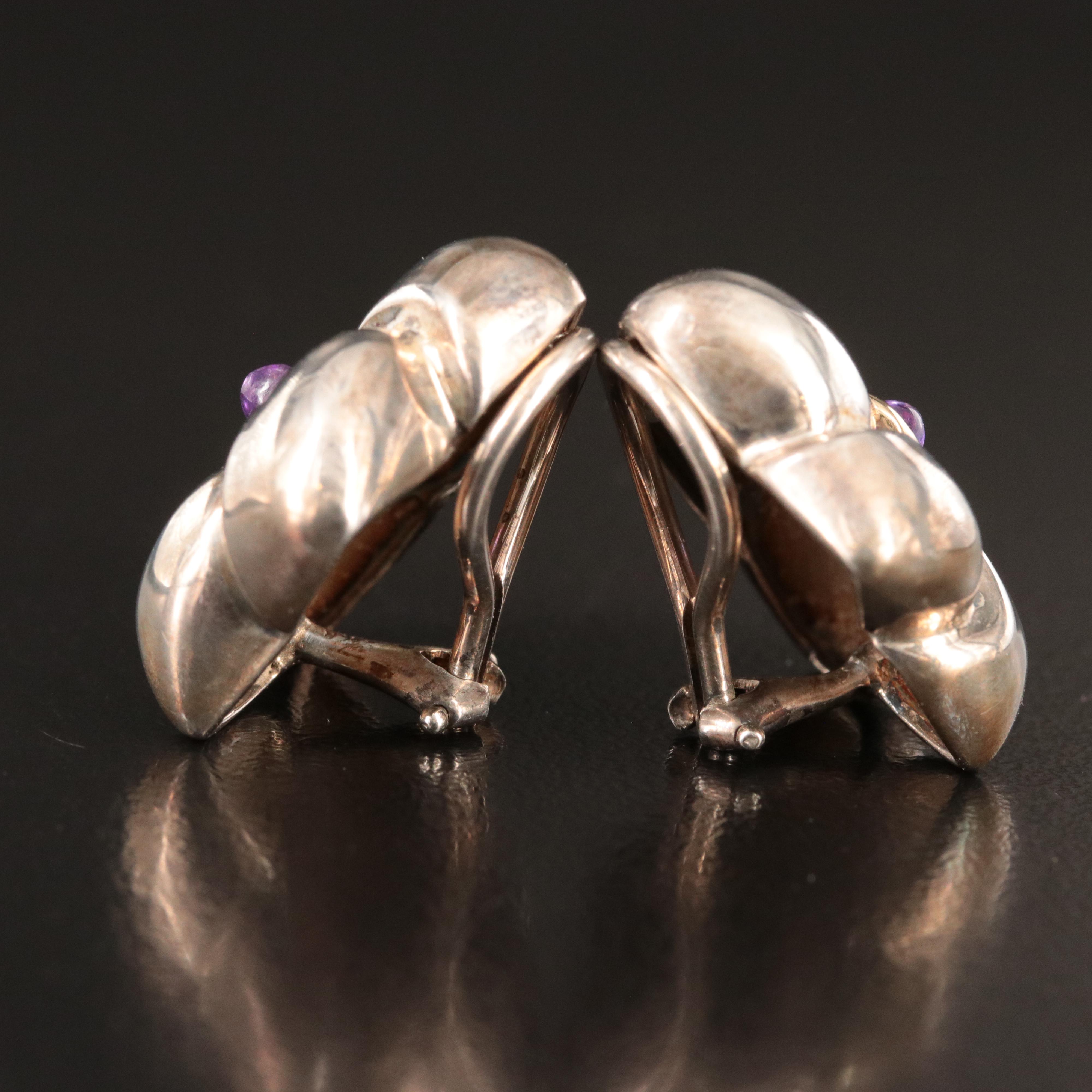 Tiffany & Co. Sterling and 18K Flower Clip Earrings