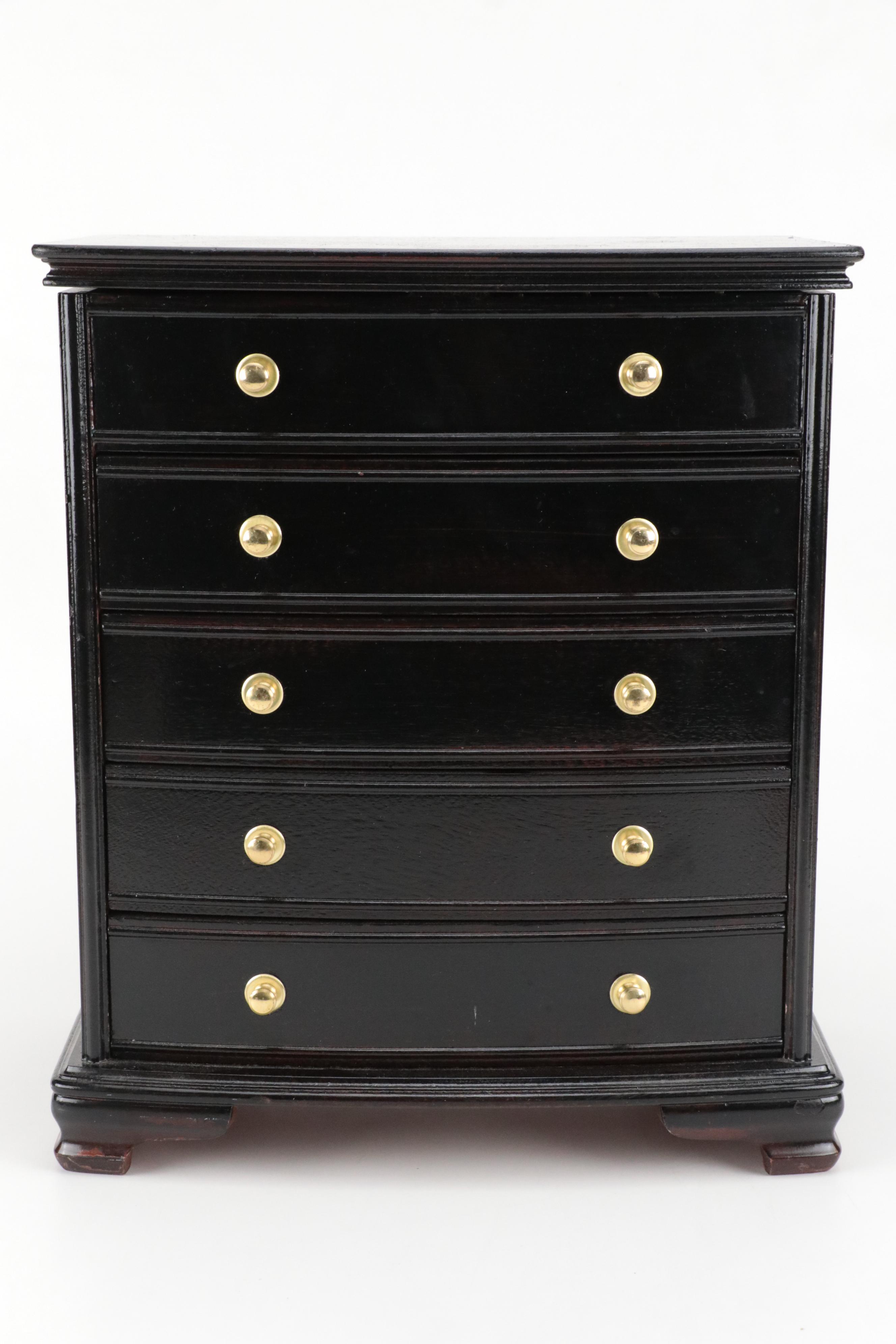 Black Lacquer Wooden Five-Drawer Jewelry Box