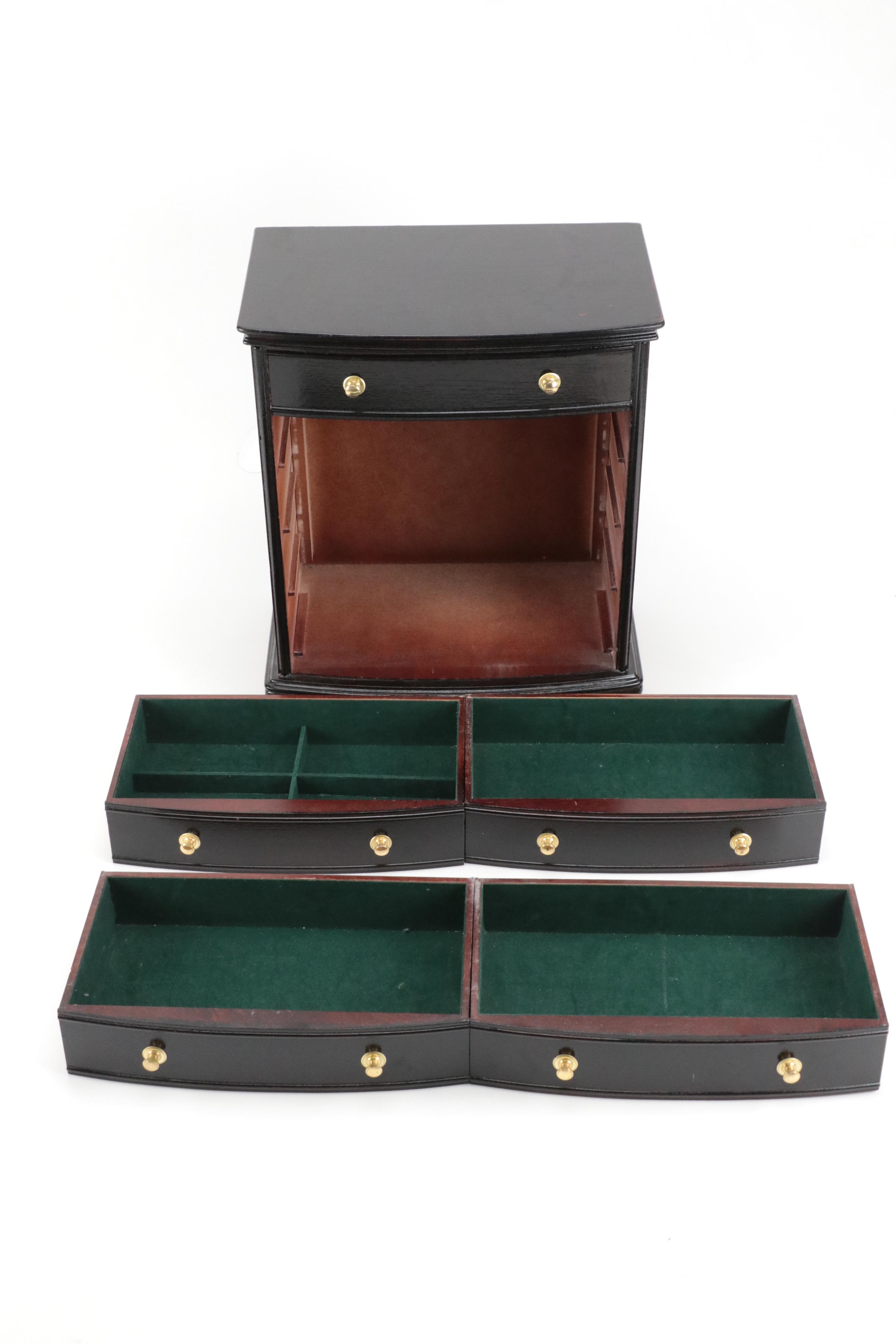 Black Lacquer Wooden Five-Drawer Jewelry Box