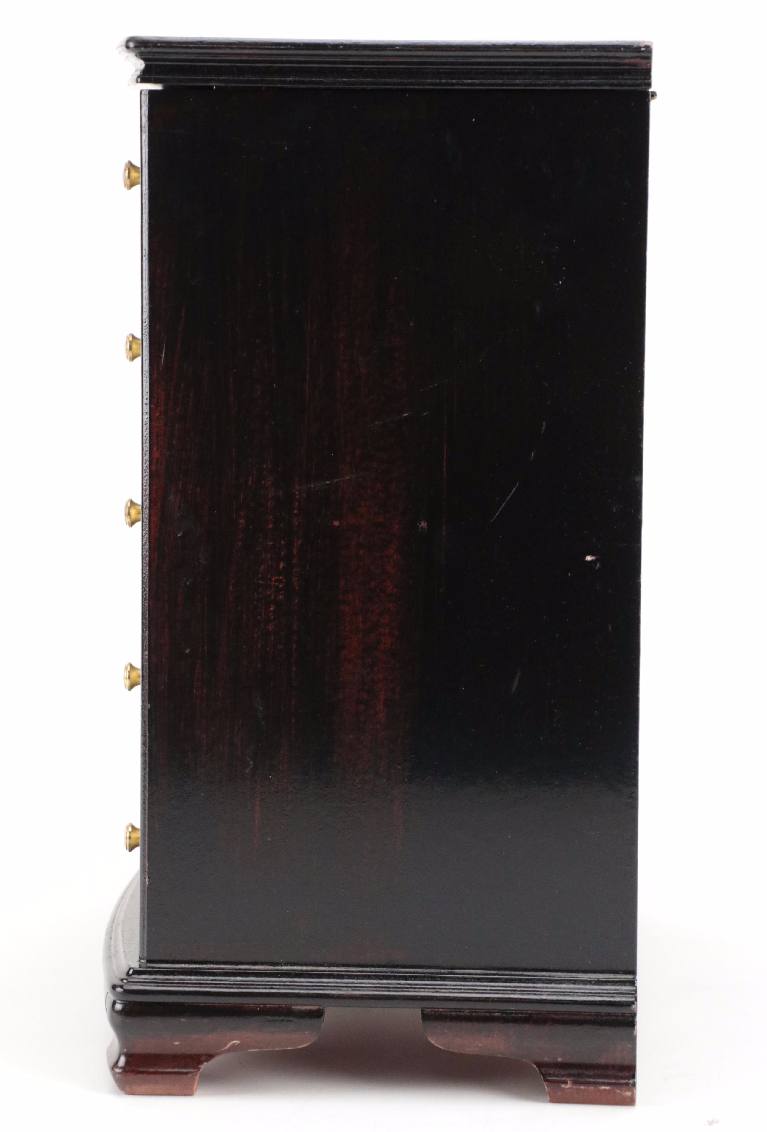 Black Lacquer Wooden Five-Drawer Jewelry Box