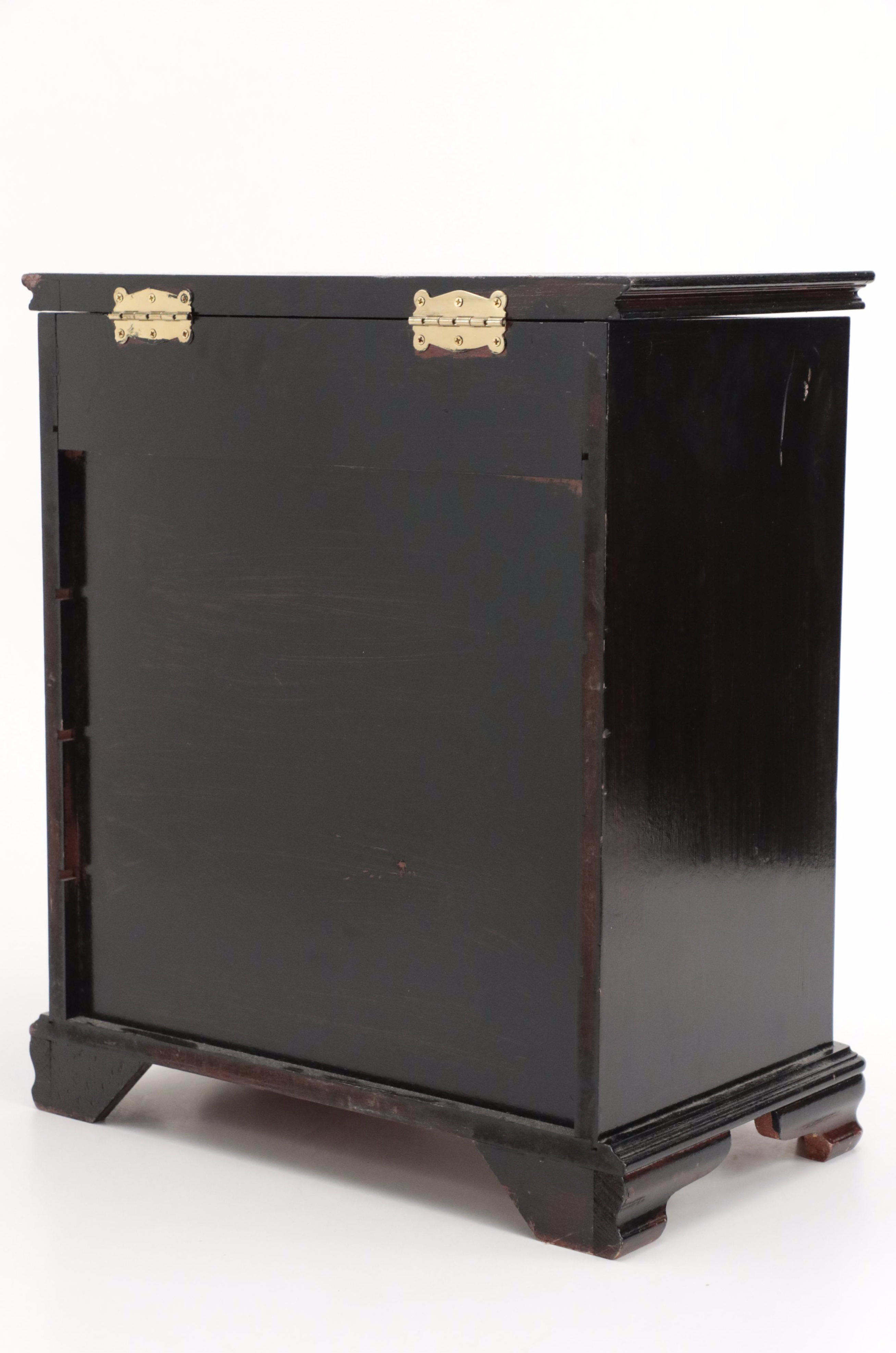 Black Lacquer Wooden Five-Drawer Jewelry Box