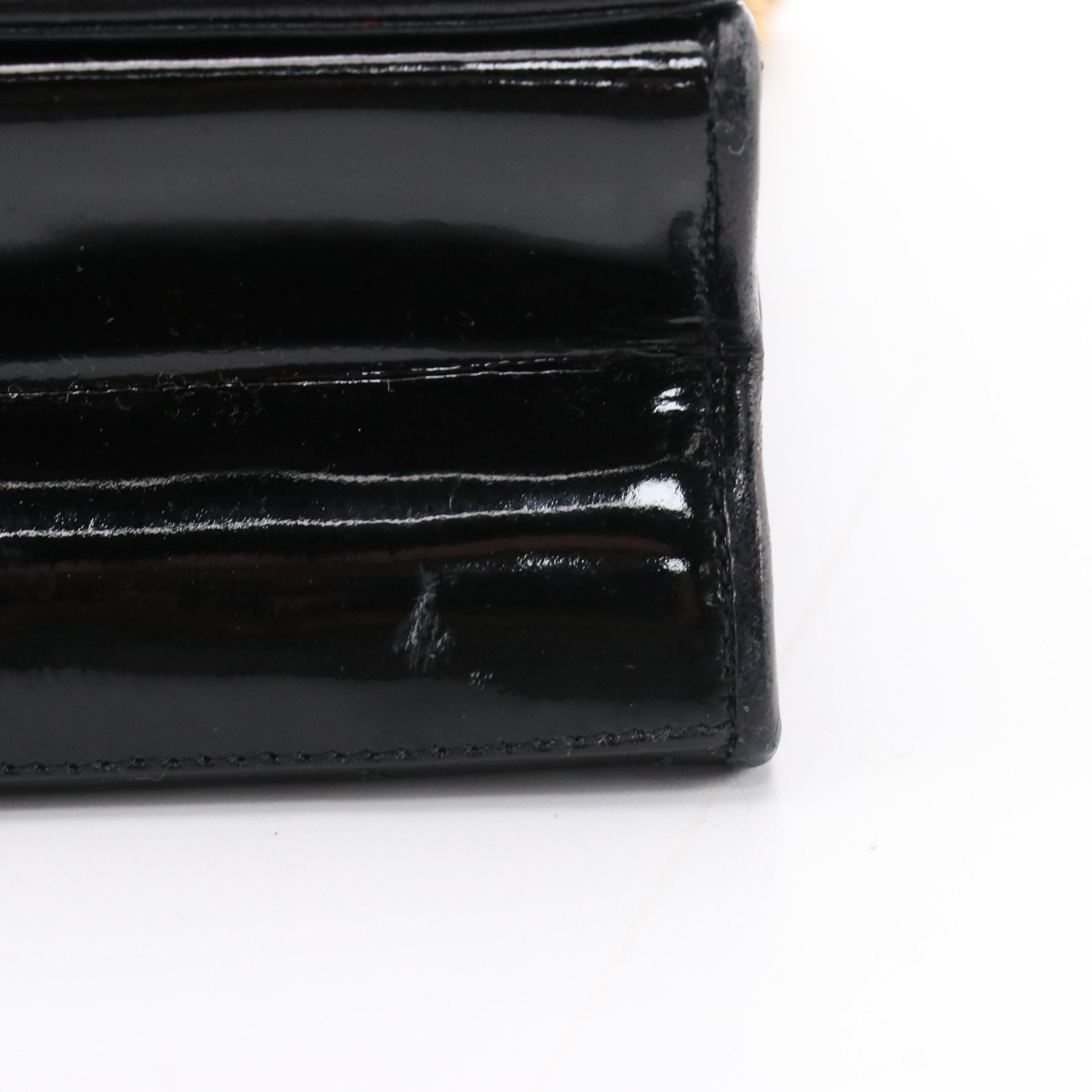 Chanel Vintage Quilted Patent Leather Multi-Chain Strap Flap Bag, With Box