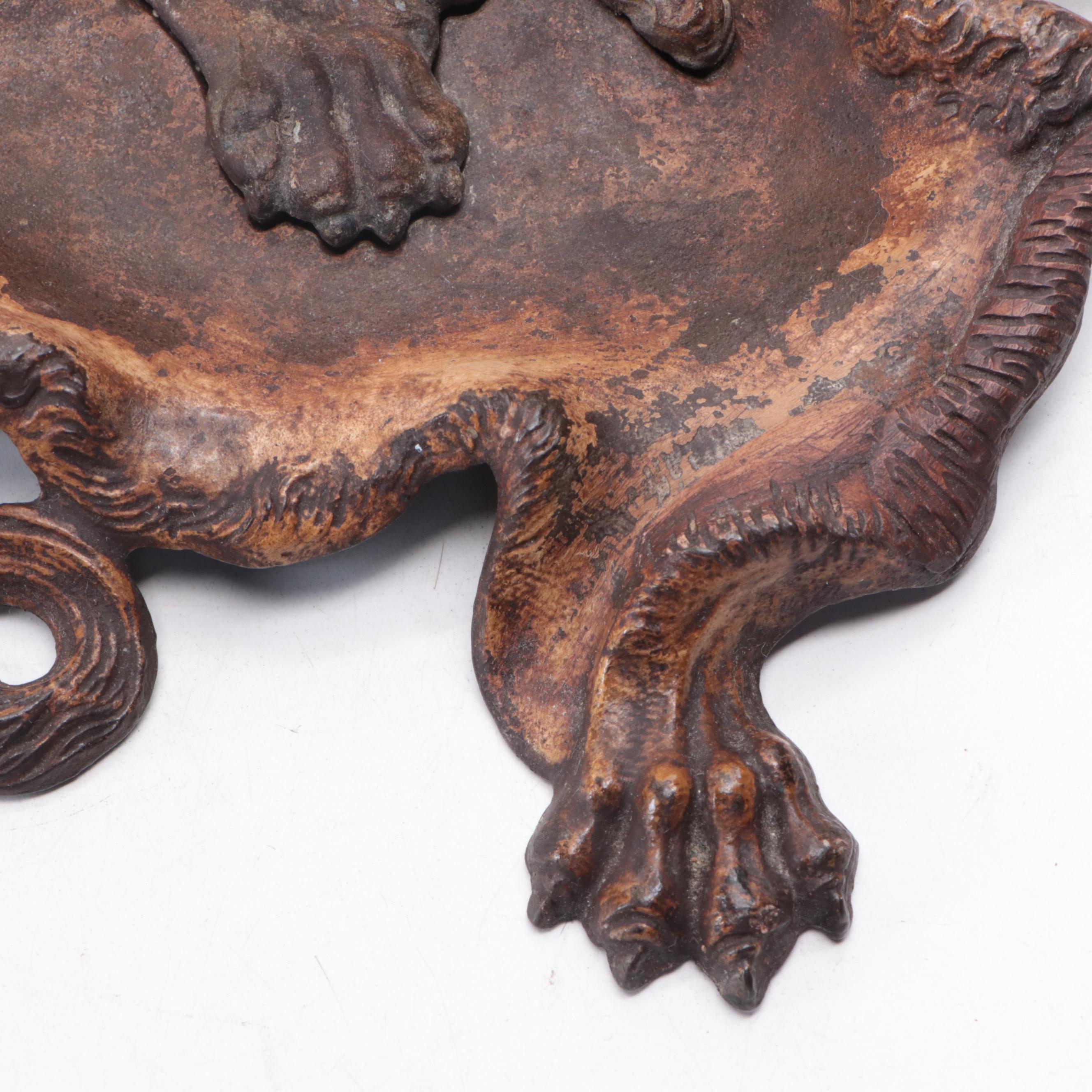 Victorian Cast Iron Roaring Lion Inkwell, Circa 1900