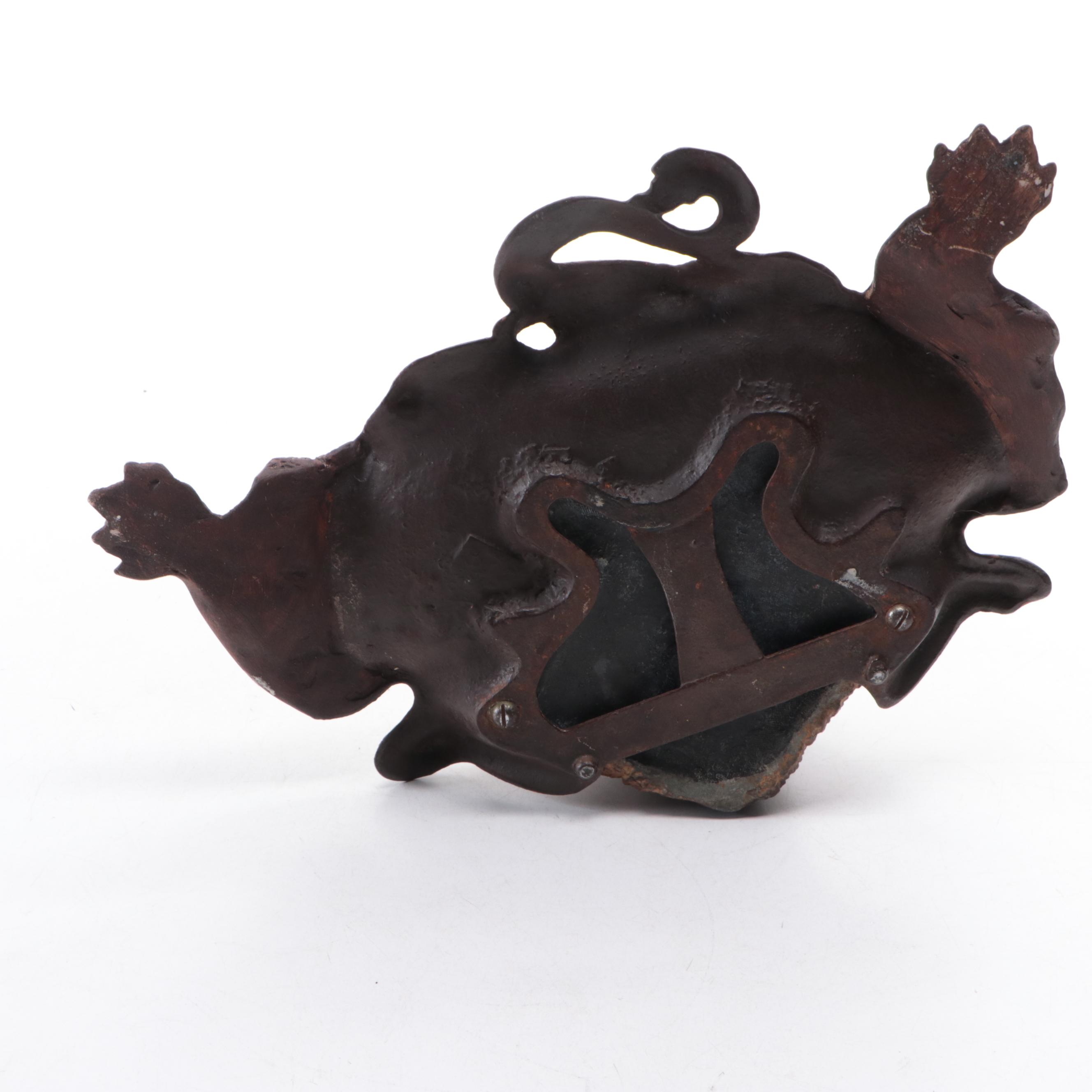 Victorian Cast Iron Roaring Lion Inkwell, Circa 1900