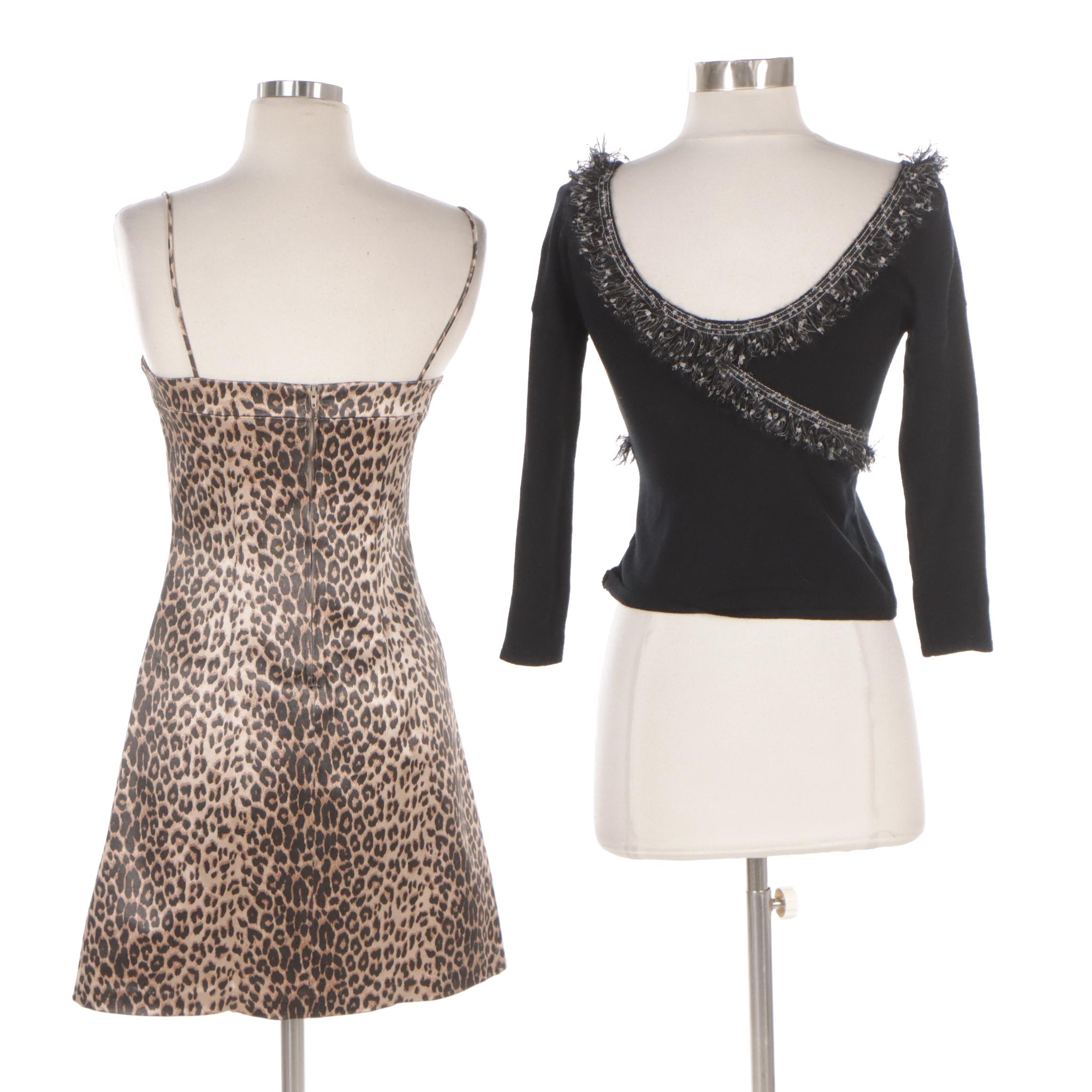 Maria Bianca Nero Leopard Print Mini Dress, Anna Molinard Fringed Sweater