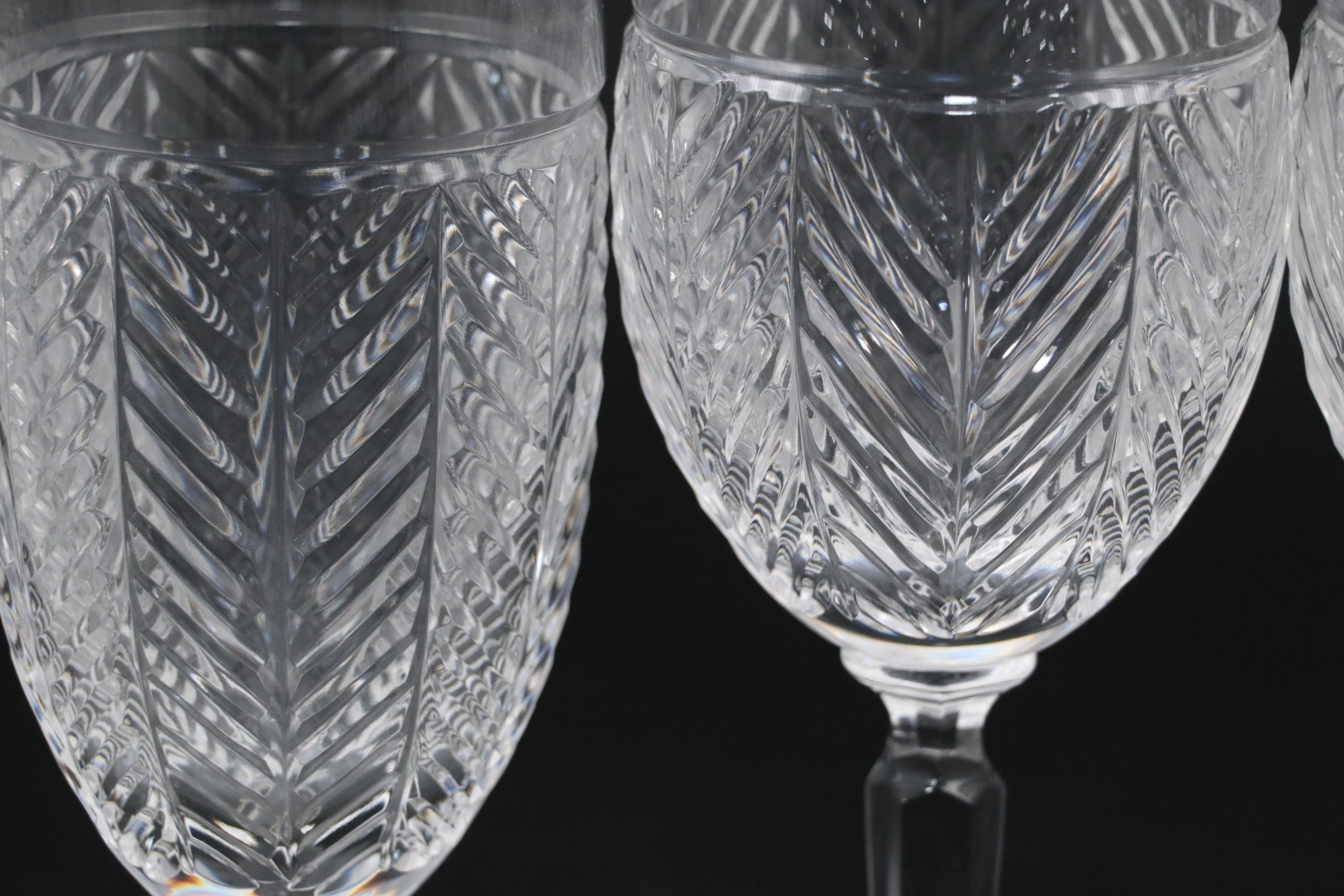 Ralph Lauren "Herringbone" Clear Crystal Iced Tea and Wine Glasses