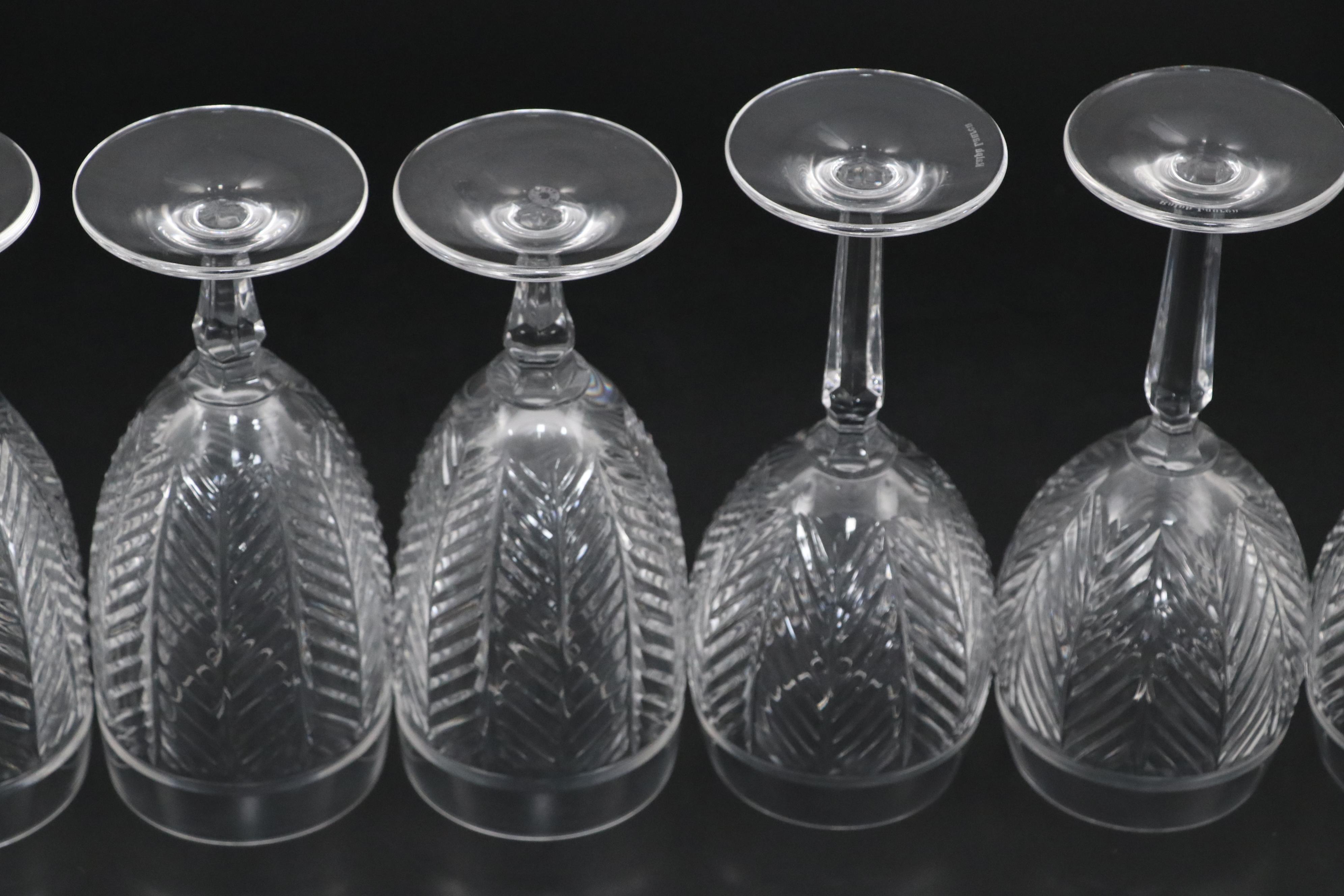 Ralph Lauren "Herringbone" Clear Crystal Iced Tea and Wine Glasses