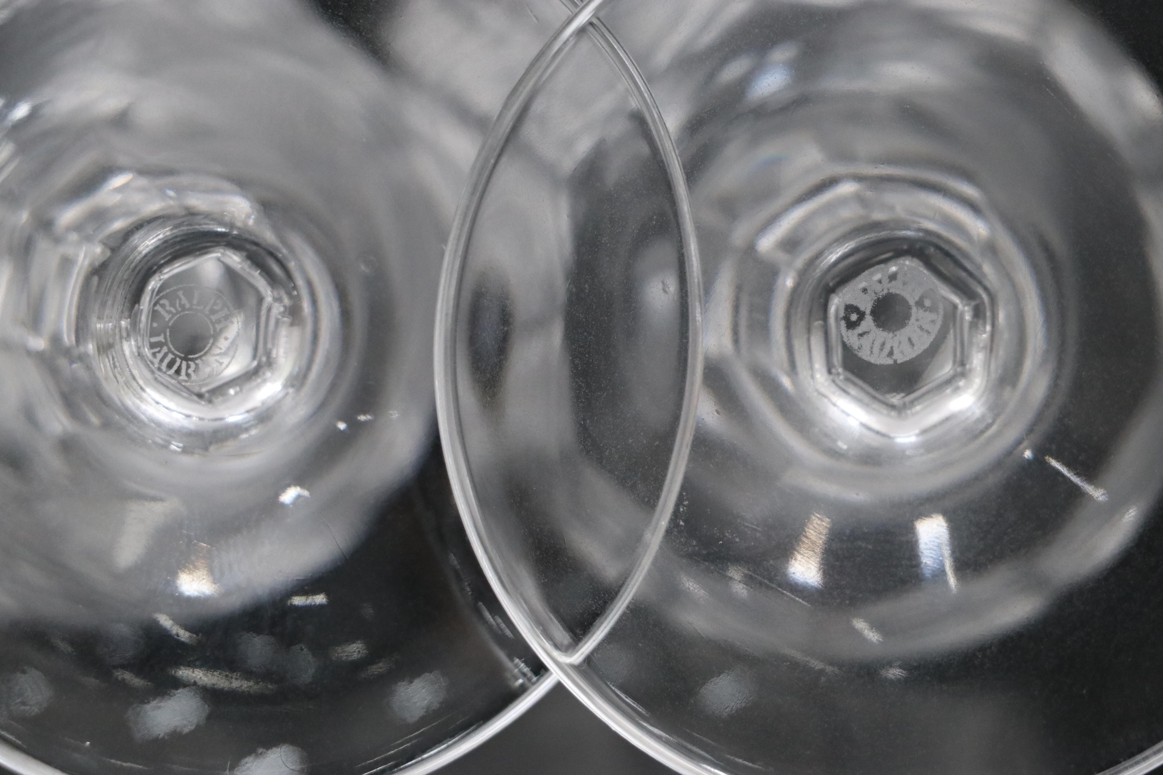 Ralph Lauren "Herringbone" Clear Crystal Iced Tea and Wine Glasses