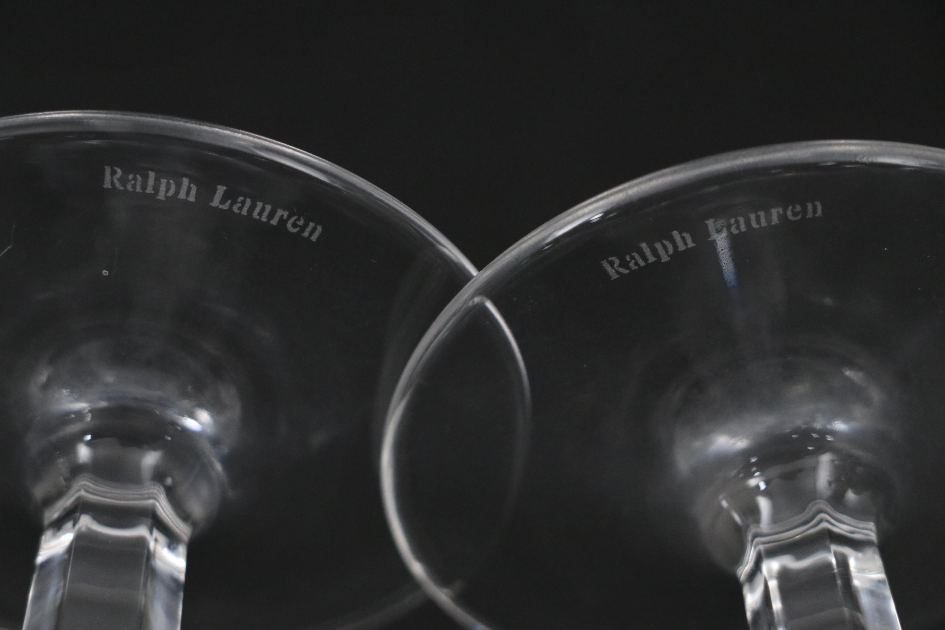 Ralph Lauren "Herringbone" Clear Crystal Iced Tea and Wine Glasses
