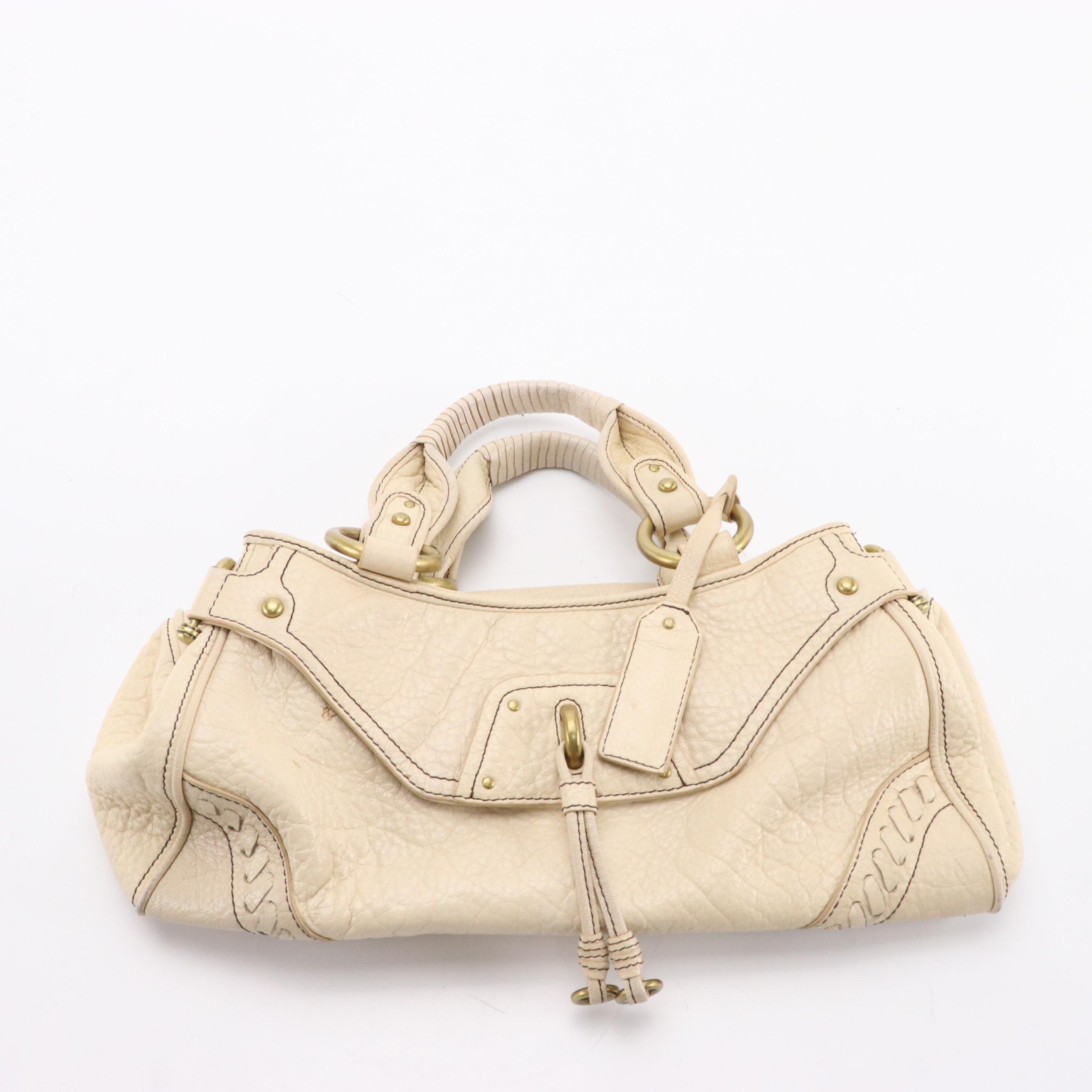 Kenneth Cole Beige Pebbled Leather Handbag, Adrienne Vittadini Croc Embossed Bag
