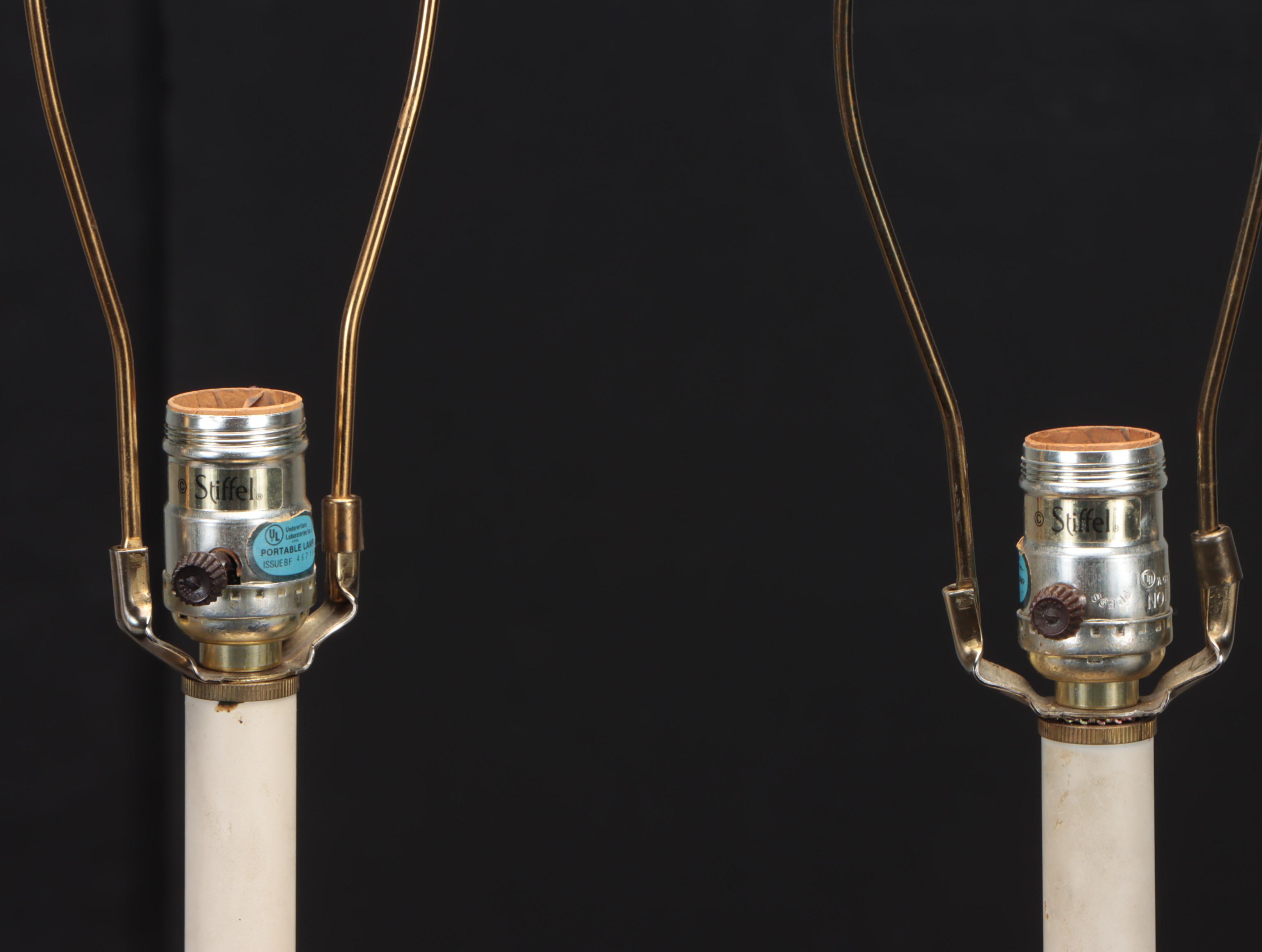 Pair of Stiffel Cut Crystal and Brass Table Lamps, Late 20th Century